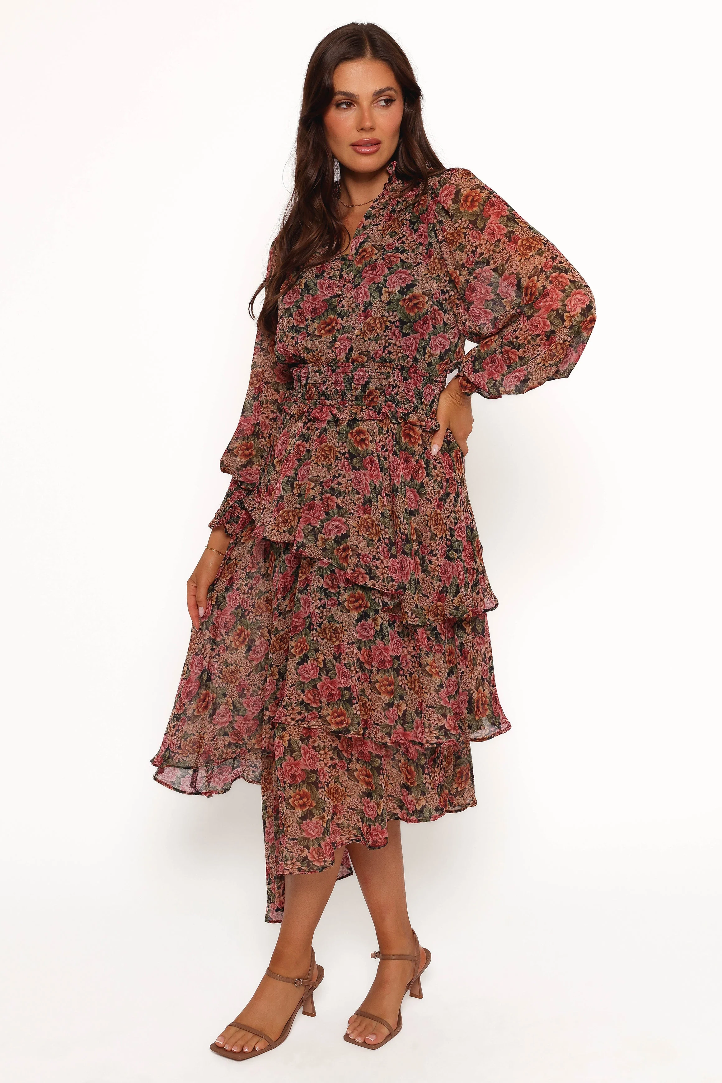 Vivian Midi Dress - Rose/Black