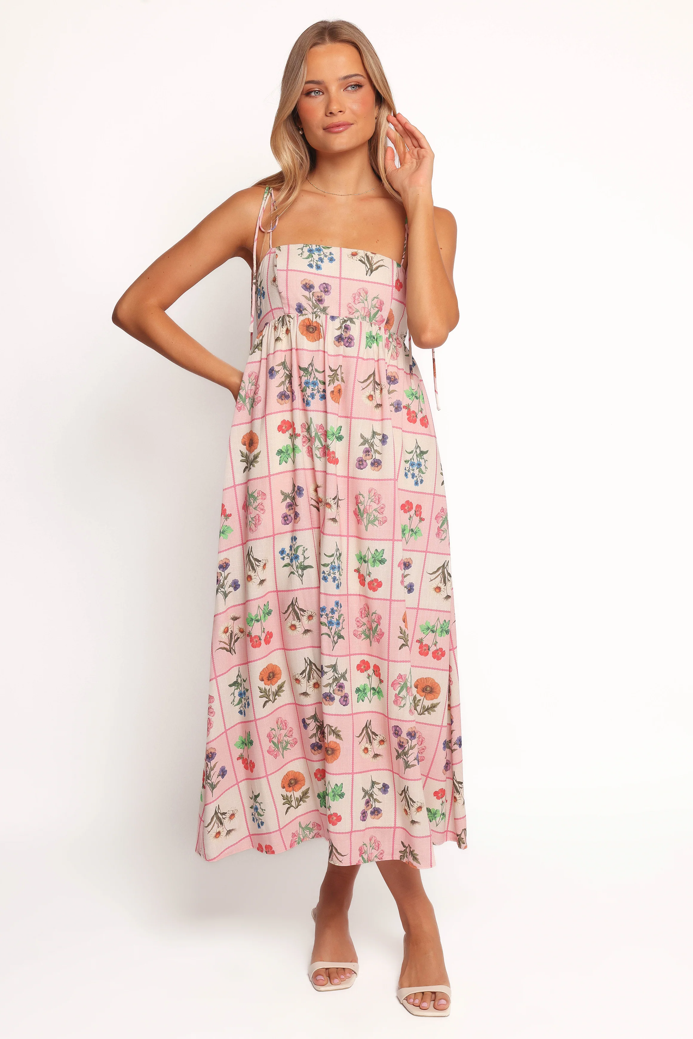 Simona Maxi Dress - Pink Floral Tile