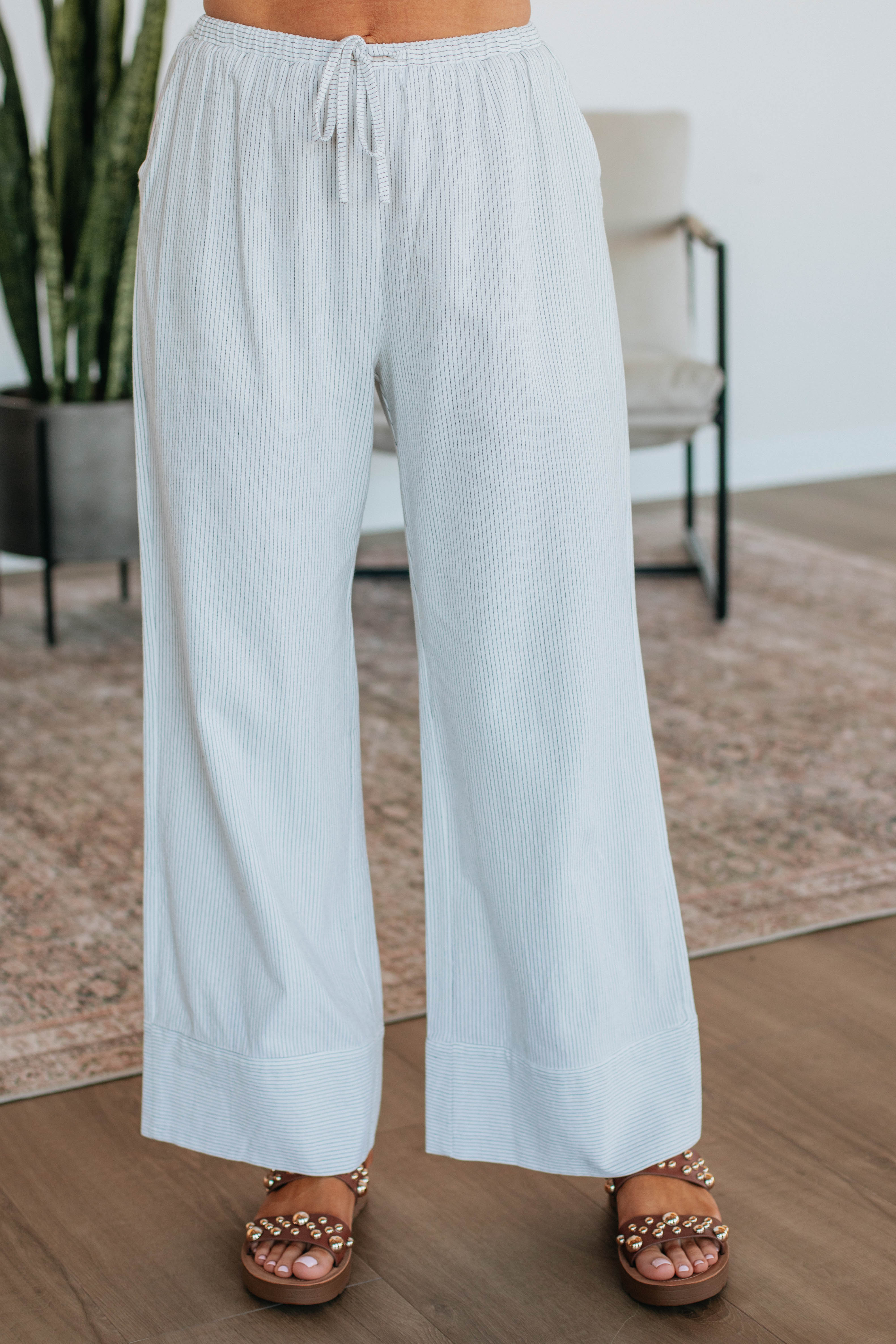 Luvan Striped Pants - Ivory Mix