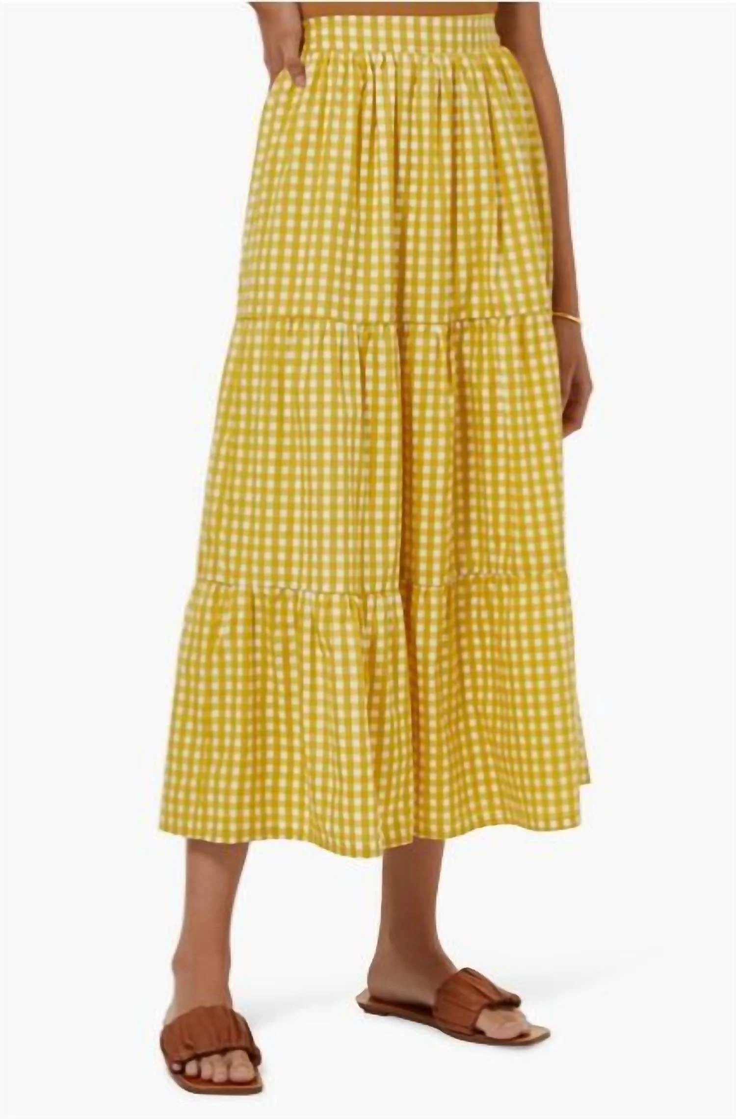 Casella Midi Skirt In Mari Check Print