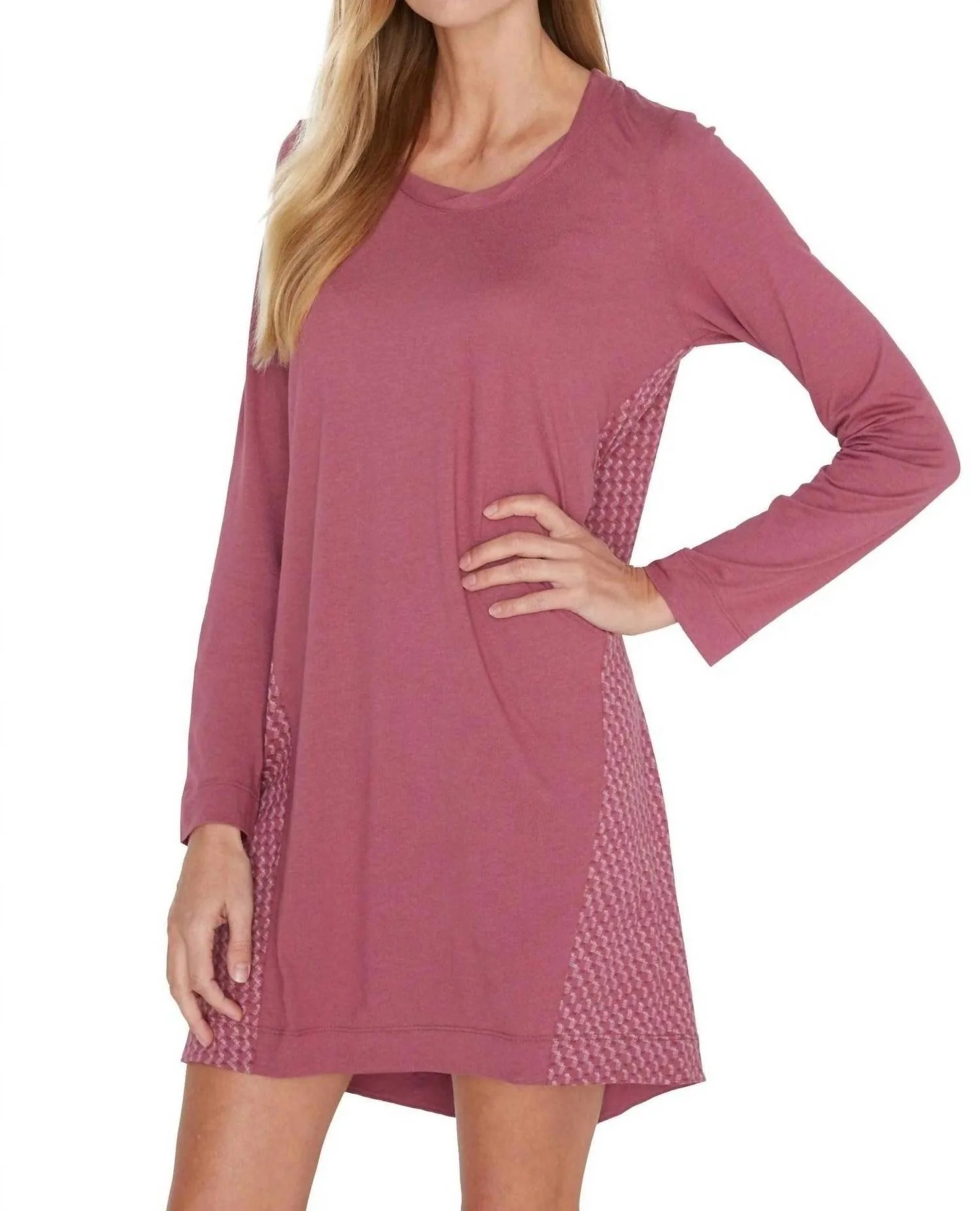 Elyse Long Sleeve Sleepshirt In Rosewood