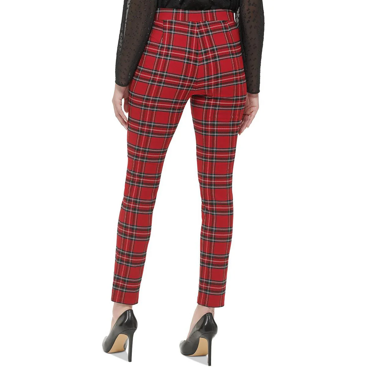 Womens High Rise Embellished Ankle Pants