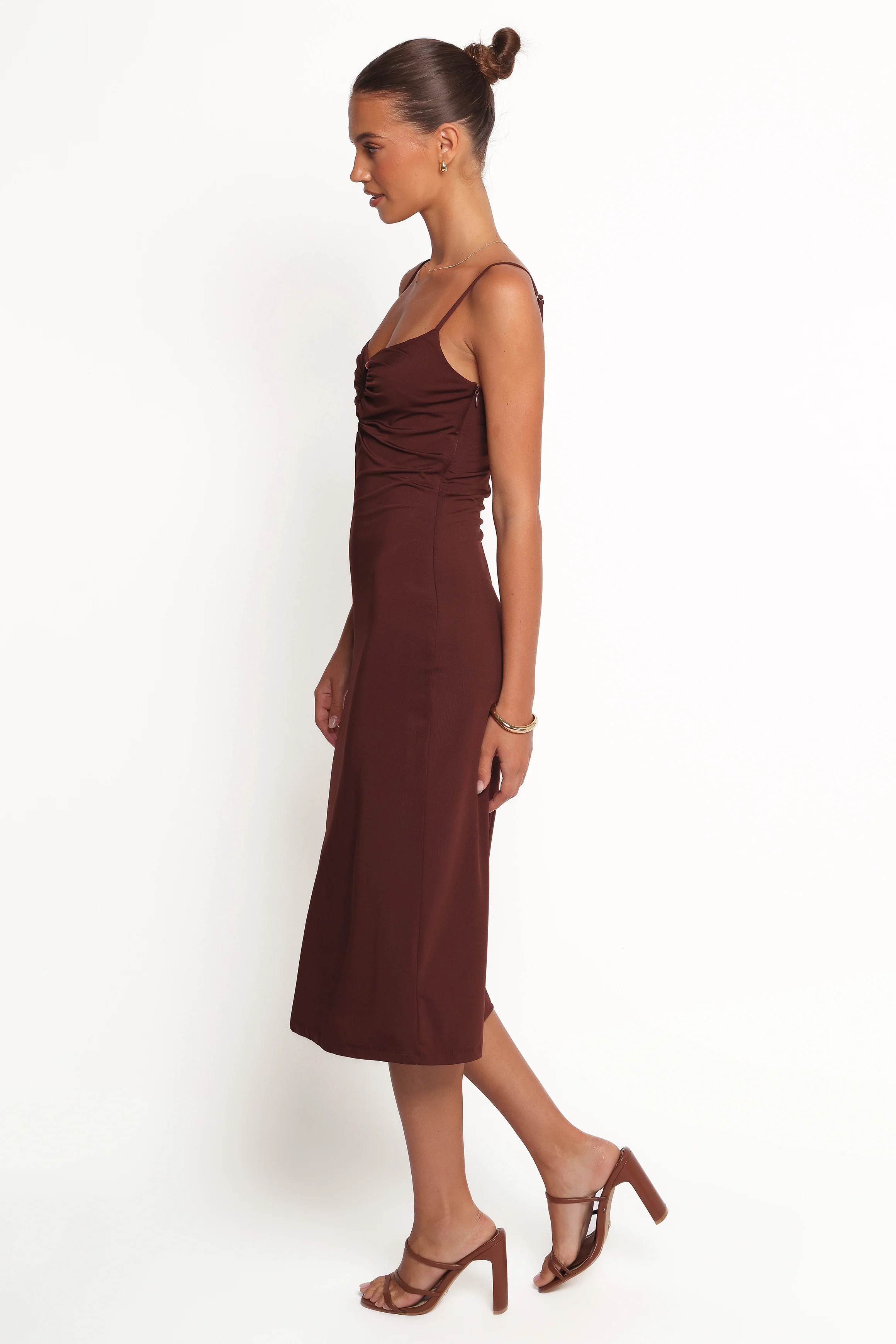 Ashy Midi Dress - Brown