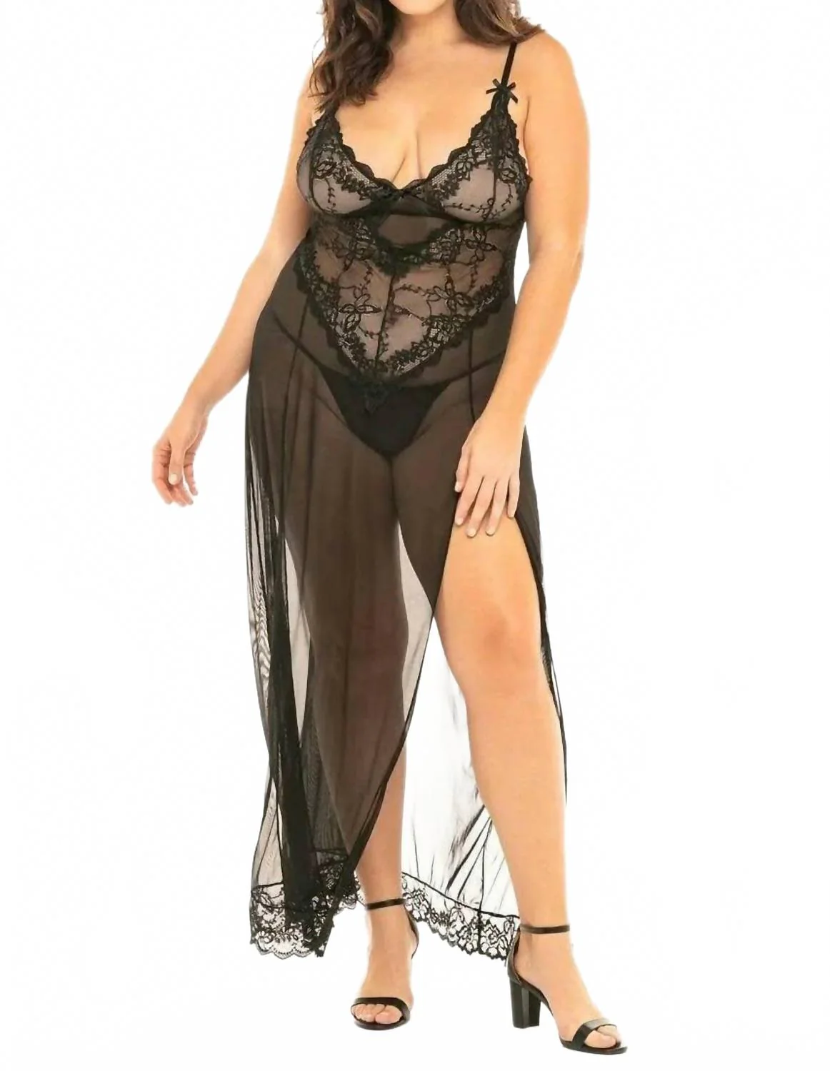 Valentine Long Gown - Plus In Black