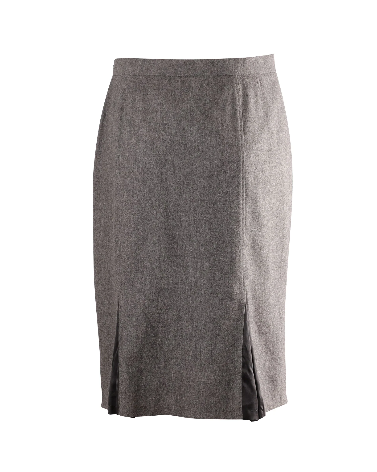 Max Mara Midi Pencil Skirt in Light Grey Laine Wool