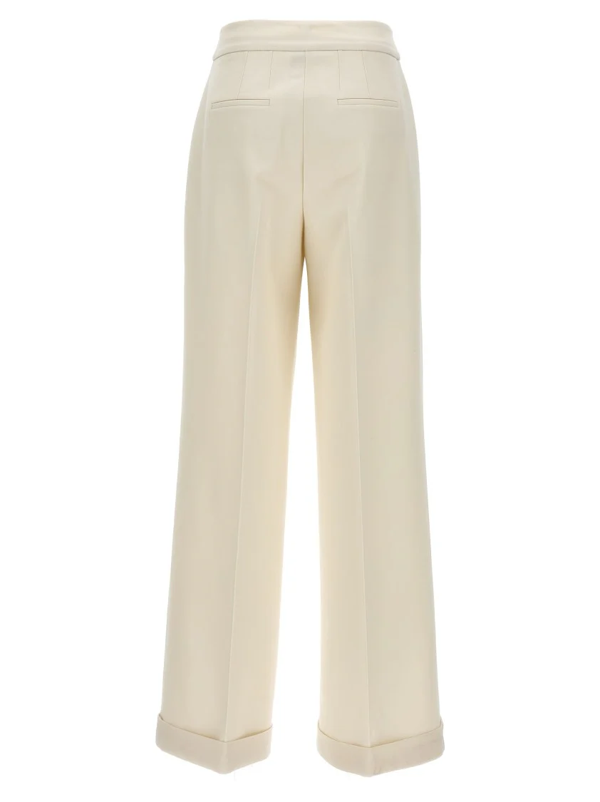 Wide Leg Stretch Wool Jersey Trousers