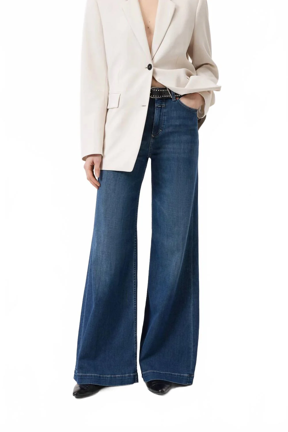 Glow-Up High-Rise Flared Jeans In Dark Blue