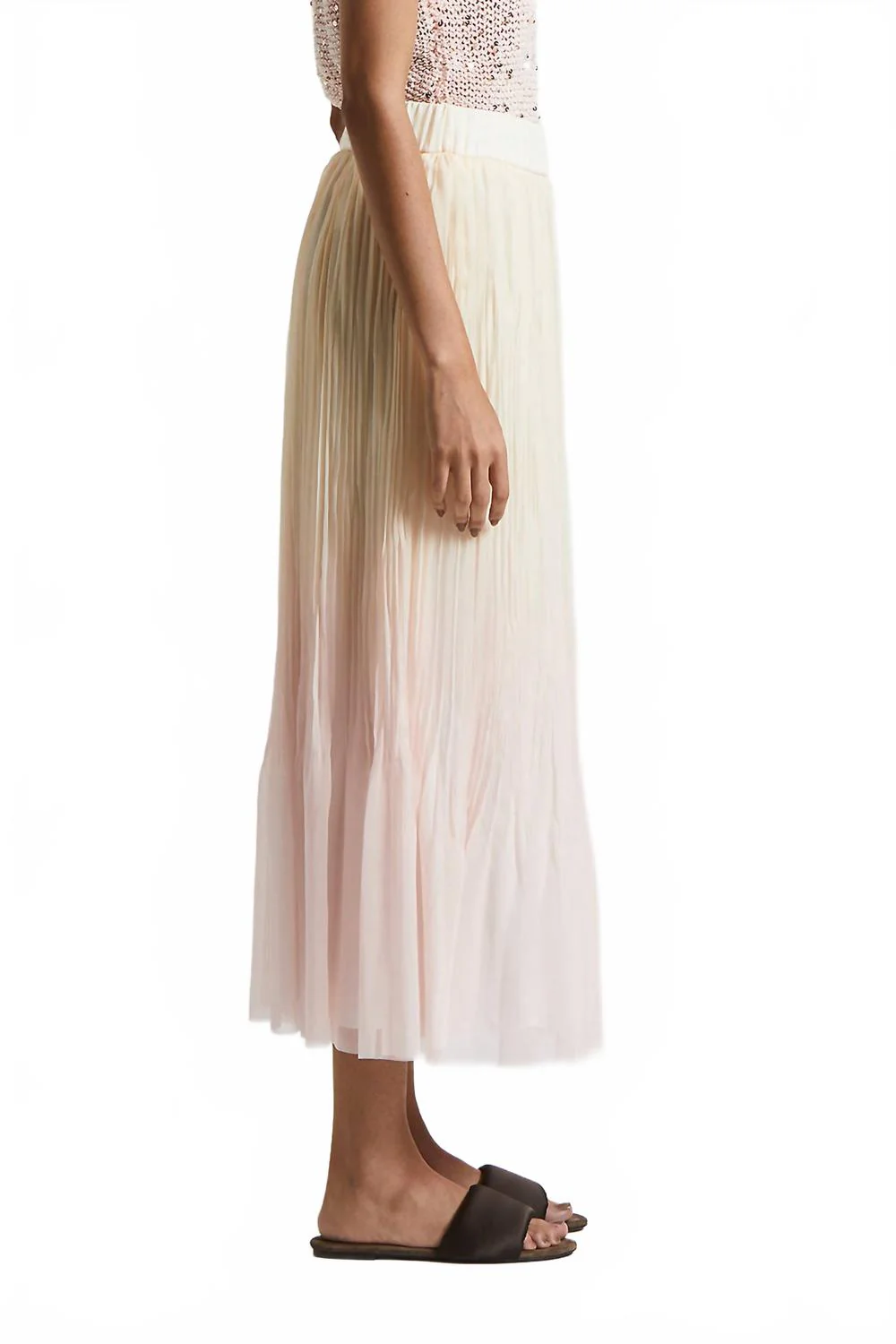 Peser Pleated Midi Skirt In Quartz Sand