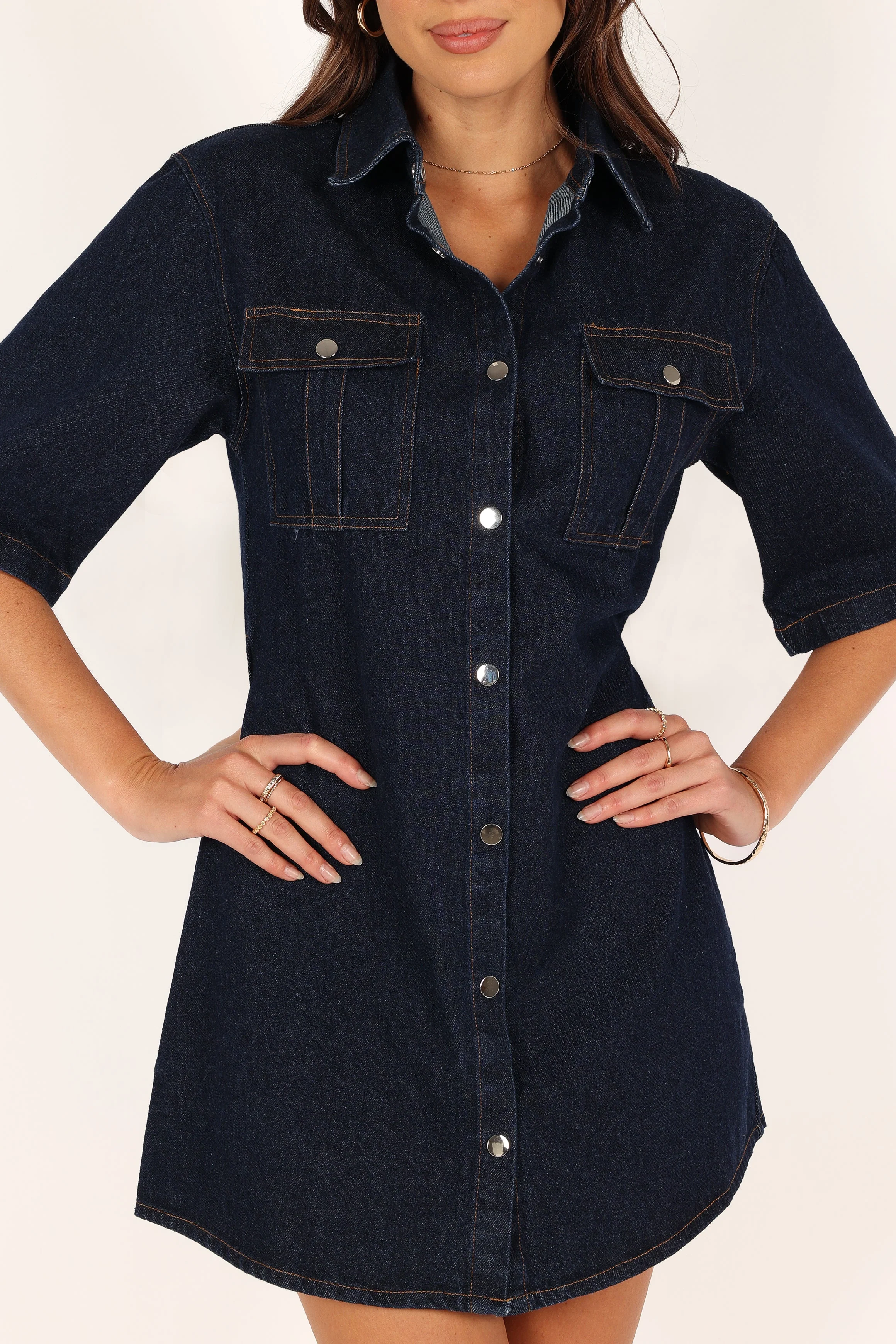 Hailey Denim Mini Dress - Dark Denim