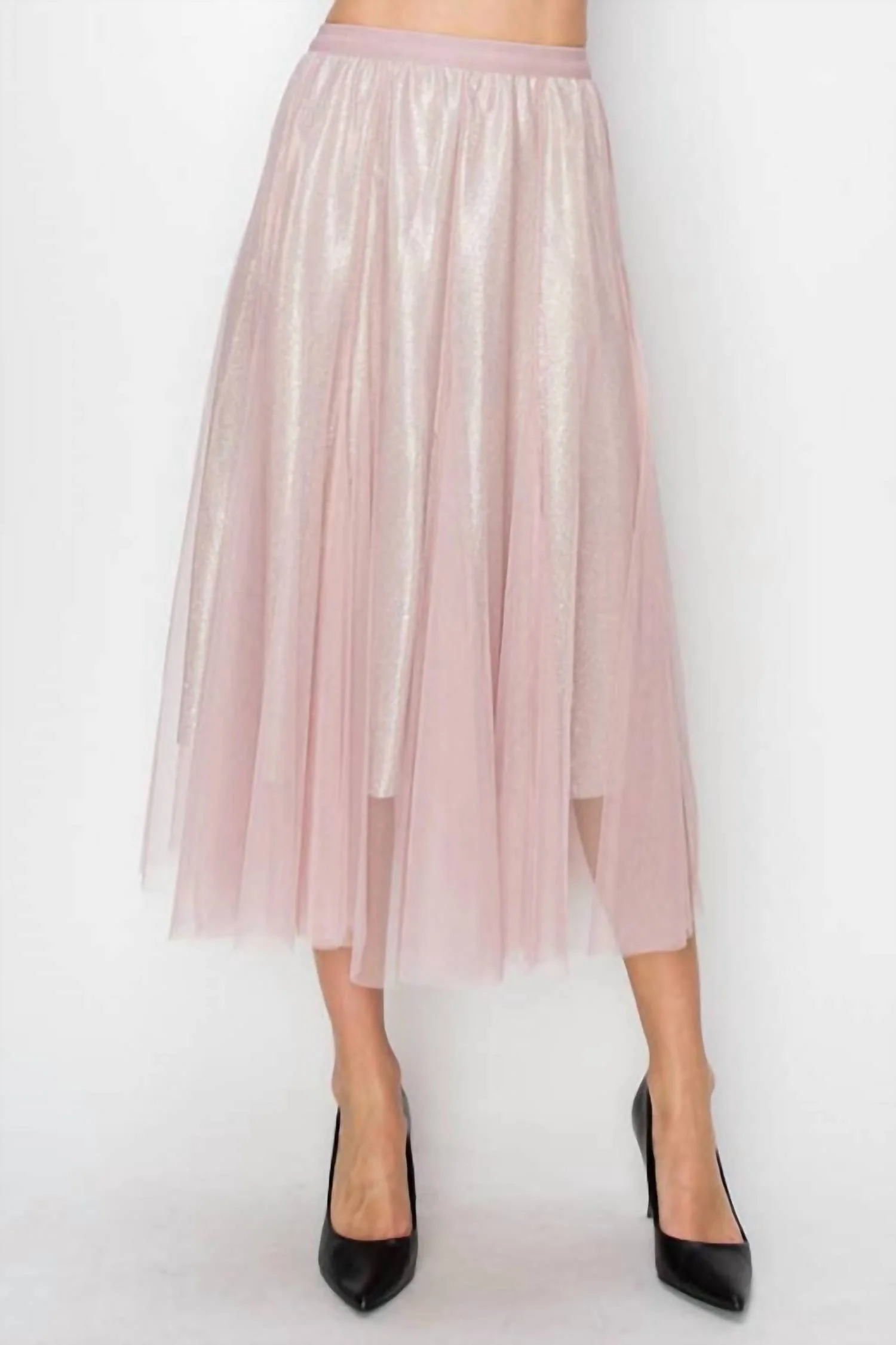 Women's Grace Shimmer Midi Skirt In Mauve
