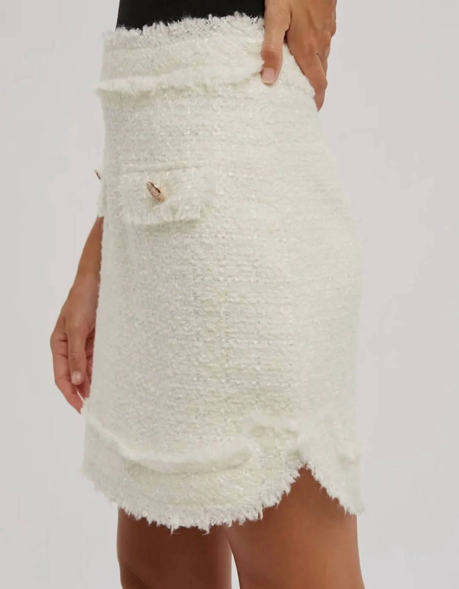 Tara Tweed Skirt In White