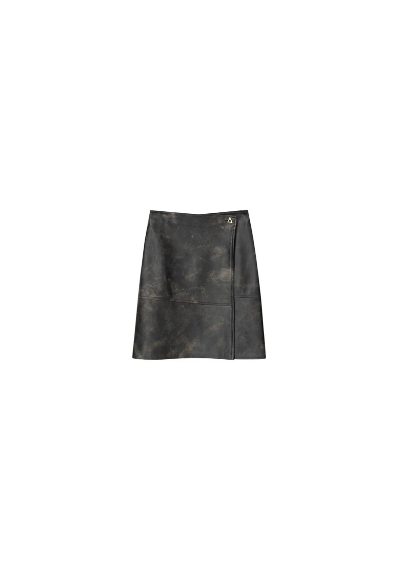 Doja - Vintage Leather Wrap Midi Skirt