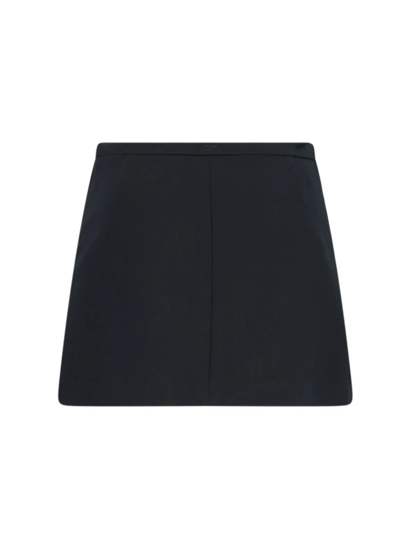 Zip Mini Skirt In Black Fabric