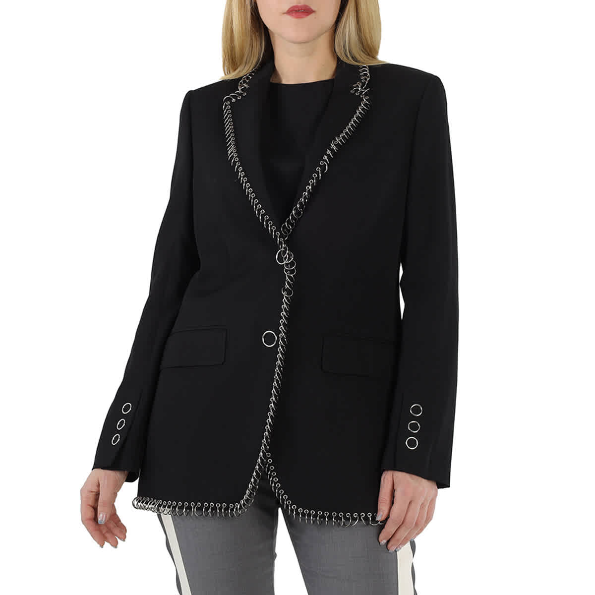 Burberry Black Sidon Ring-pierced Boxy Blazer