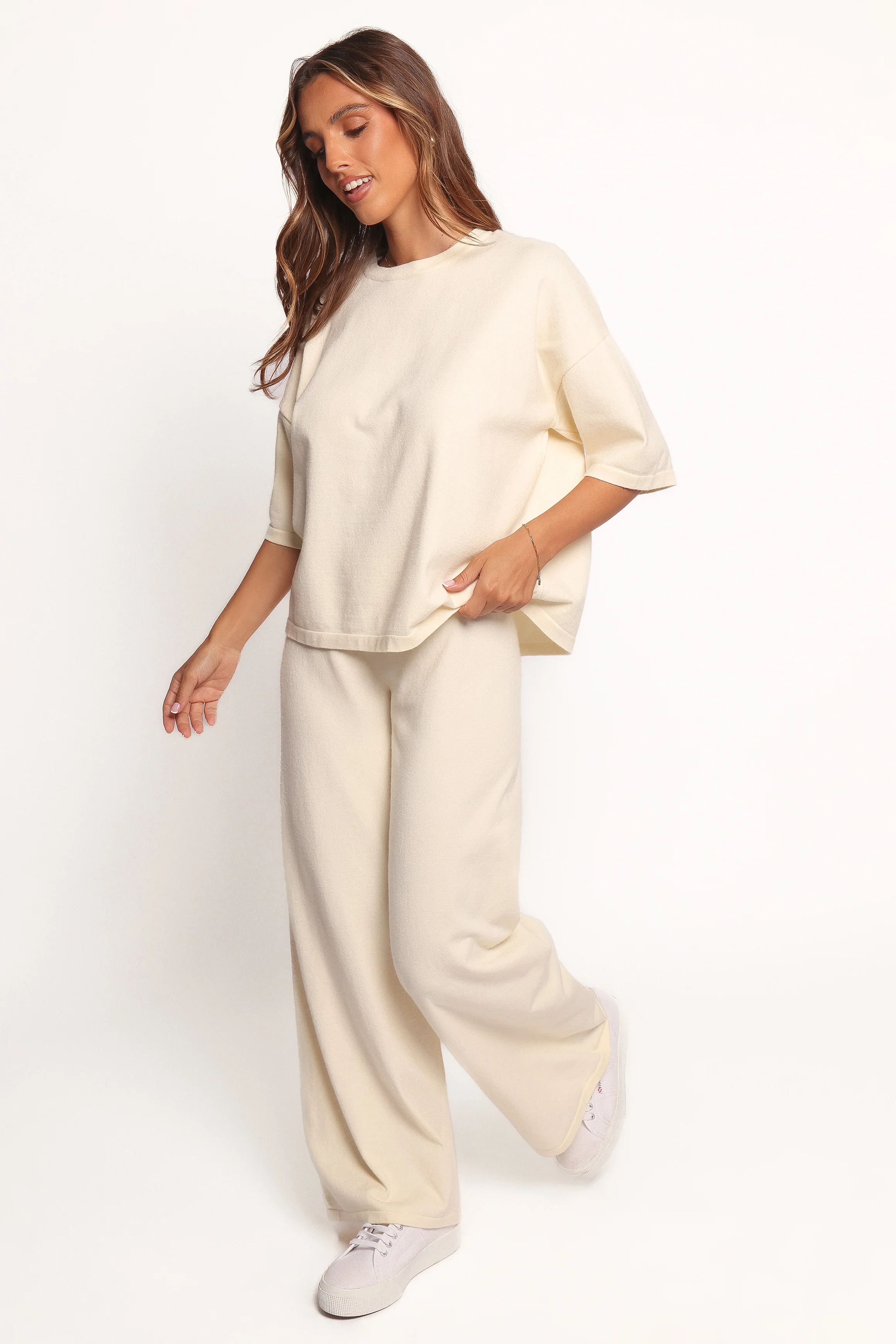 Ash Knitted Pants - White