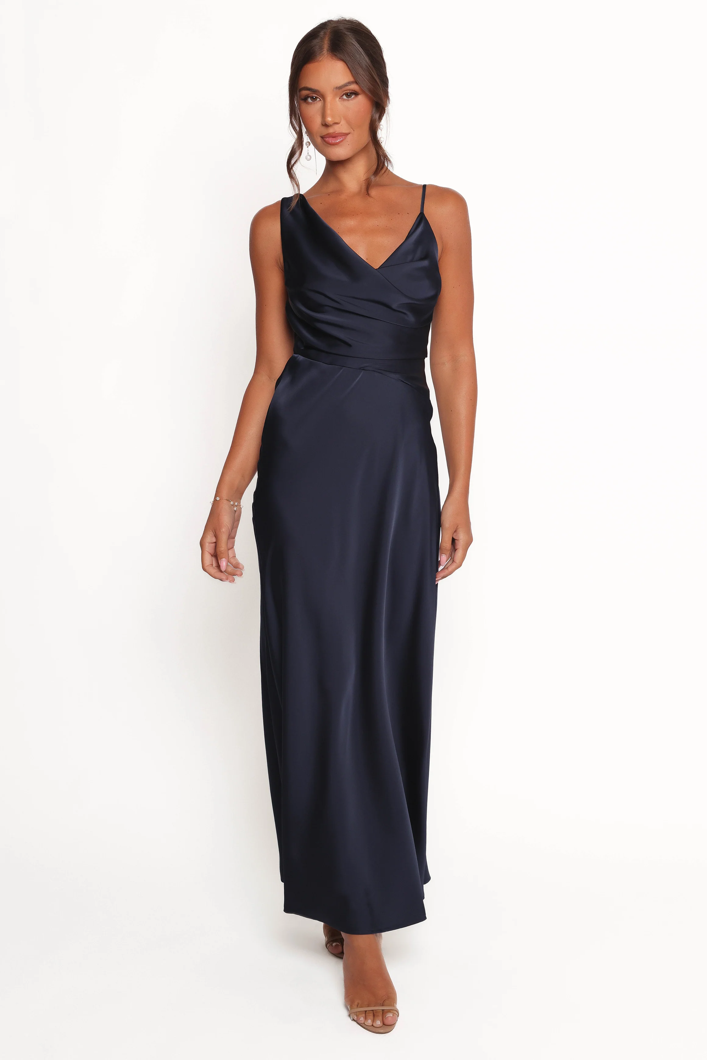 Anela Asymmetric Midi Dress - Navy