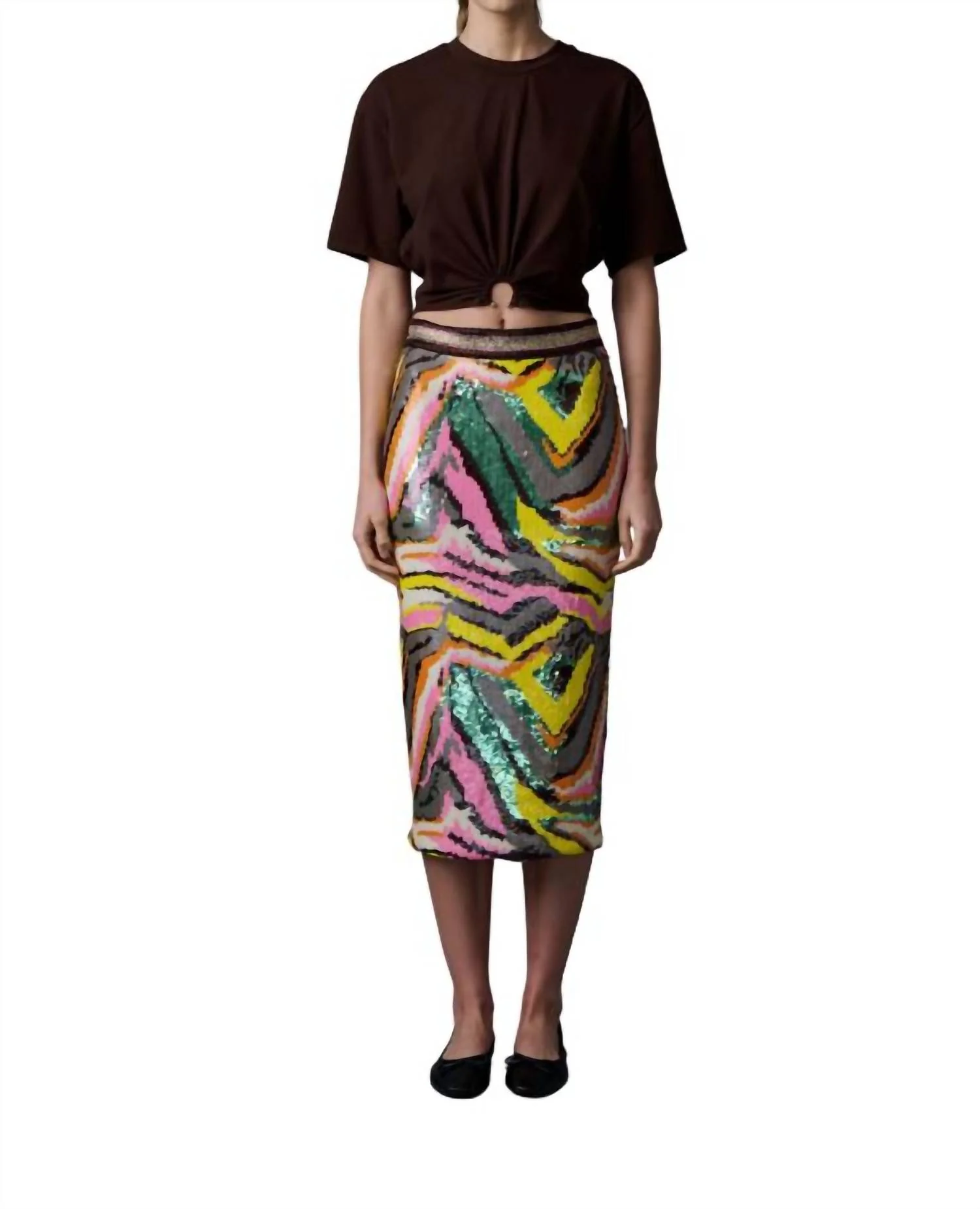 Pop Art Liza Midi Skirt In Sequin