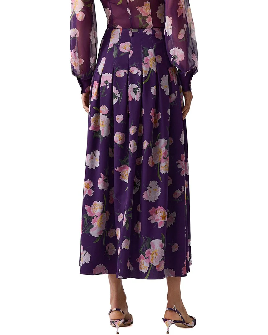 Carolina Herrera Pleated Silk Midi Skirt