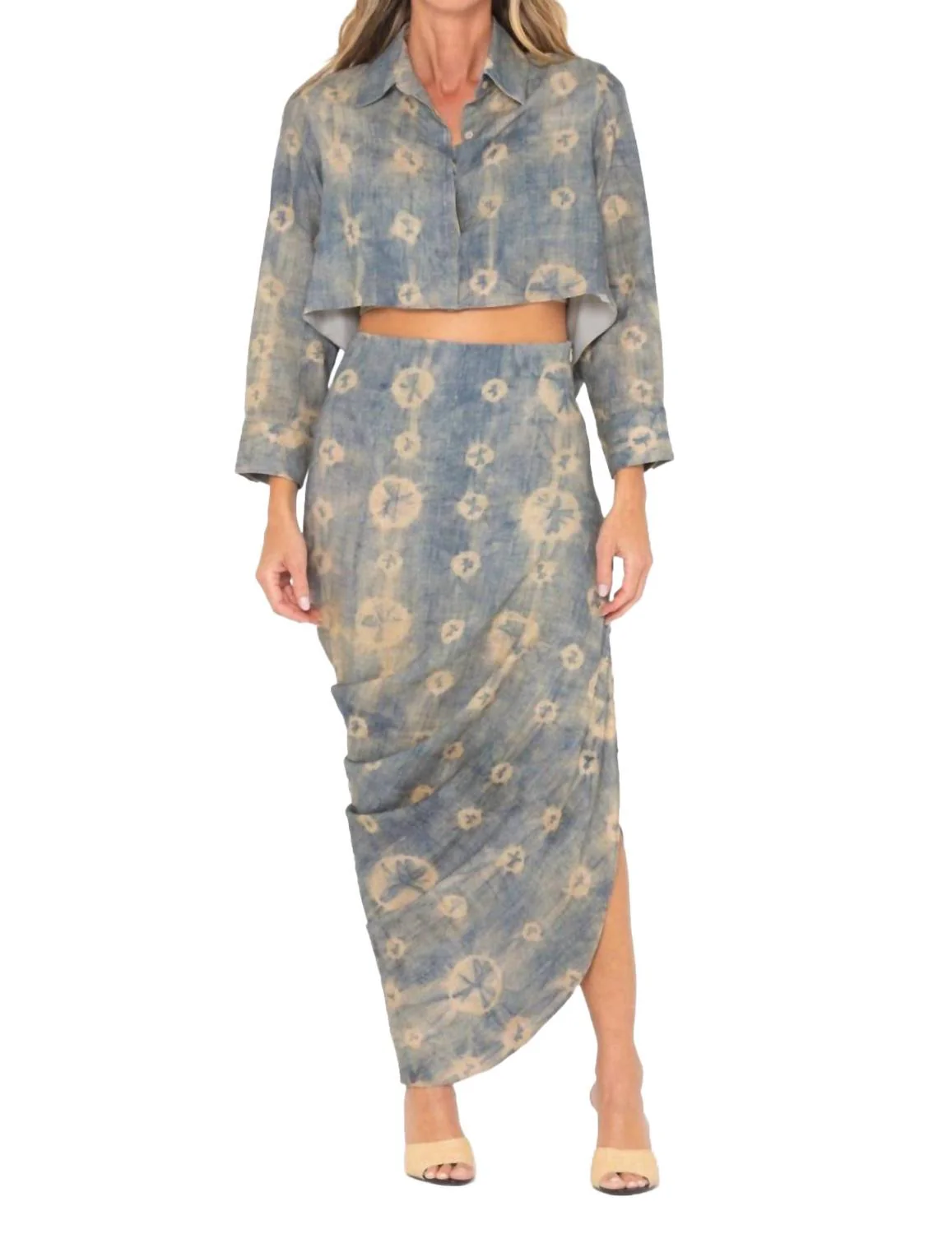 Noor Skirt In Blue Shibori