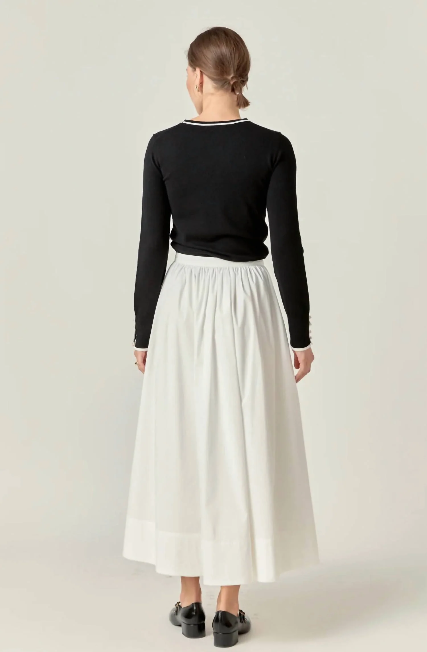 Flared Midi Skirt In White