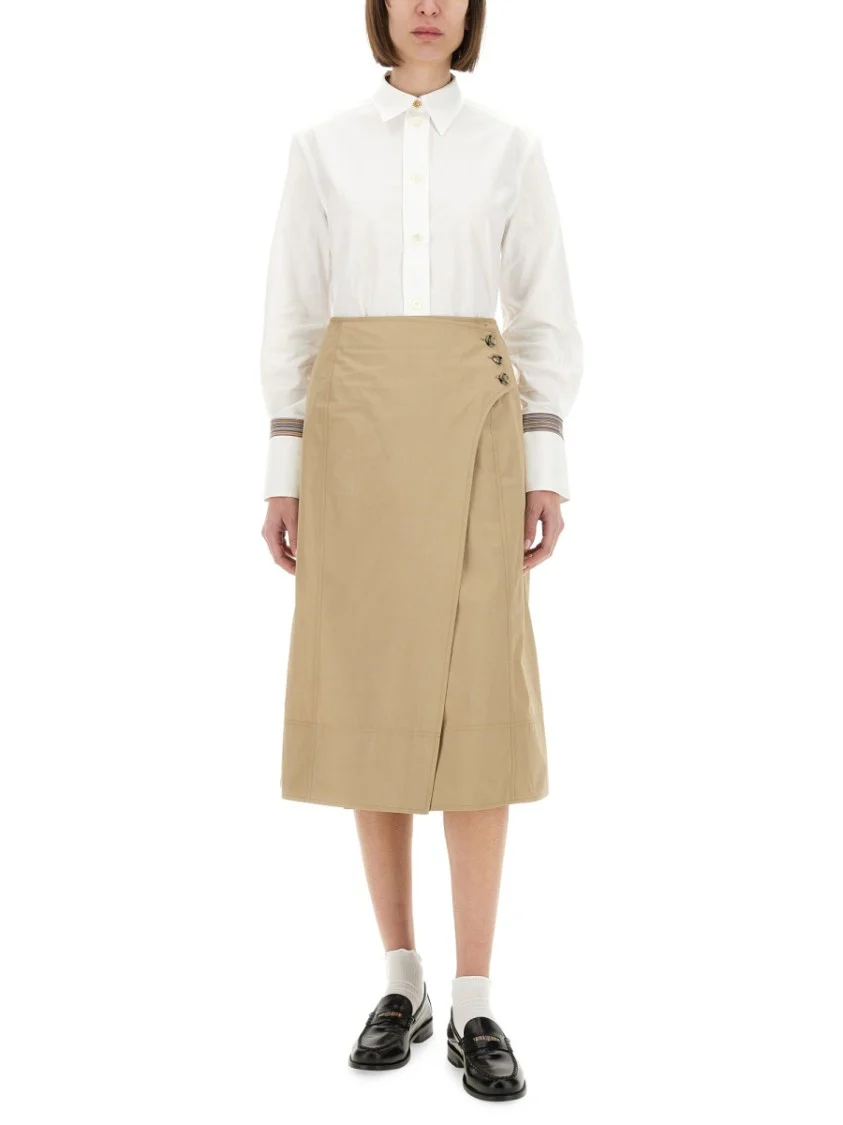 Tailored A-Line Cotton Midi Skirt