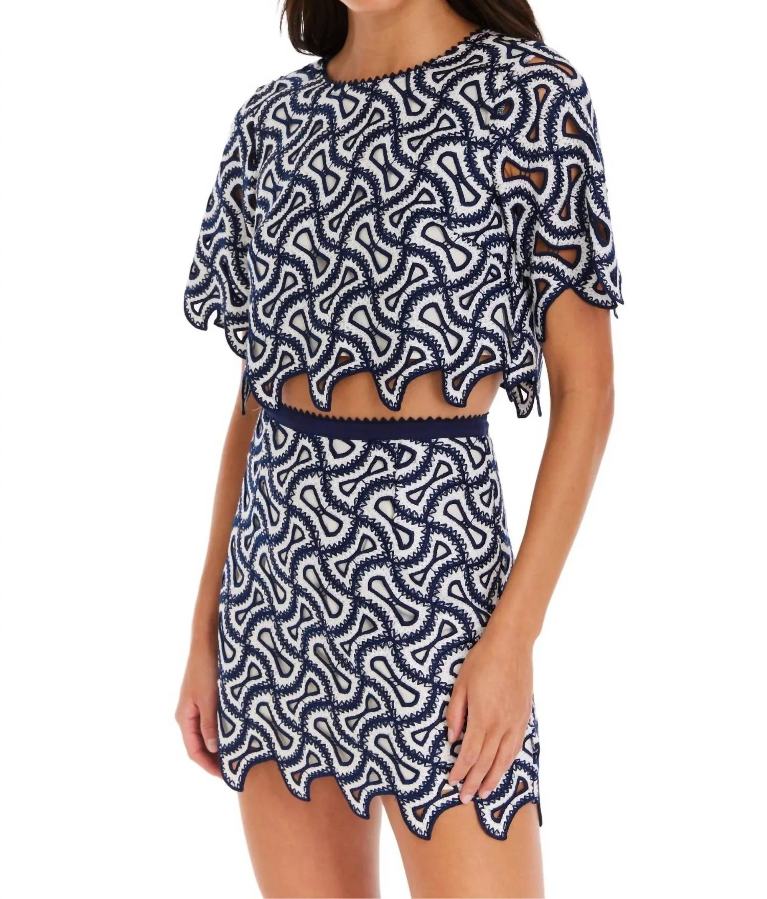 Saddie Mini Skirt In Navy/ivory
