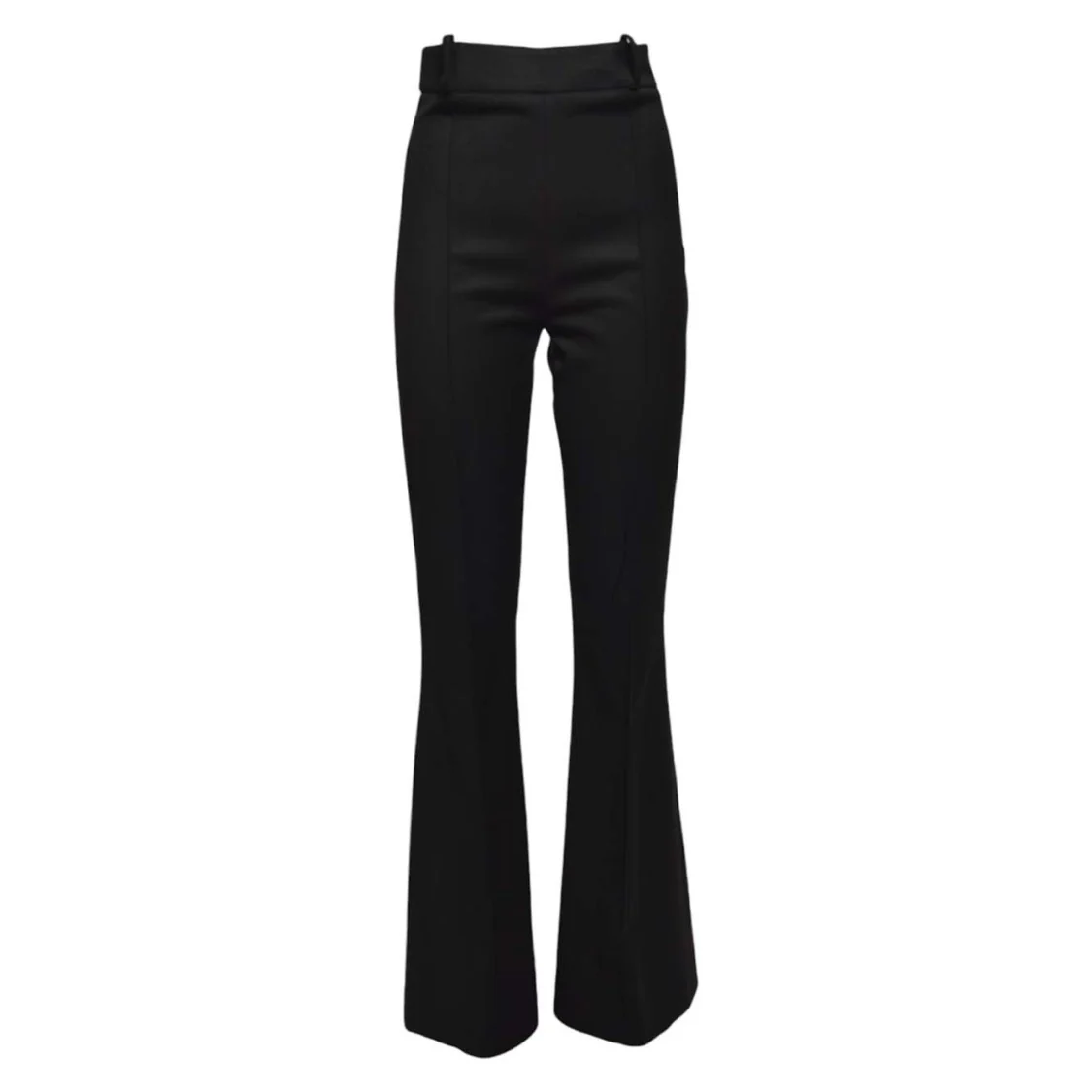 High-Waisted Flannel Trousers With Flared Hem