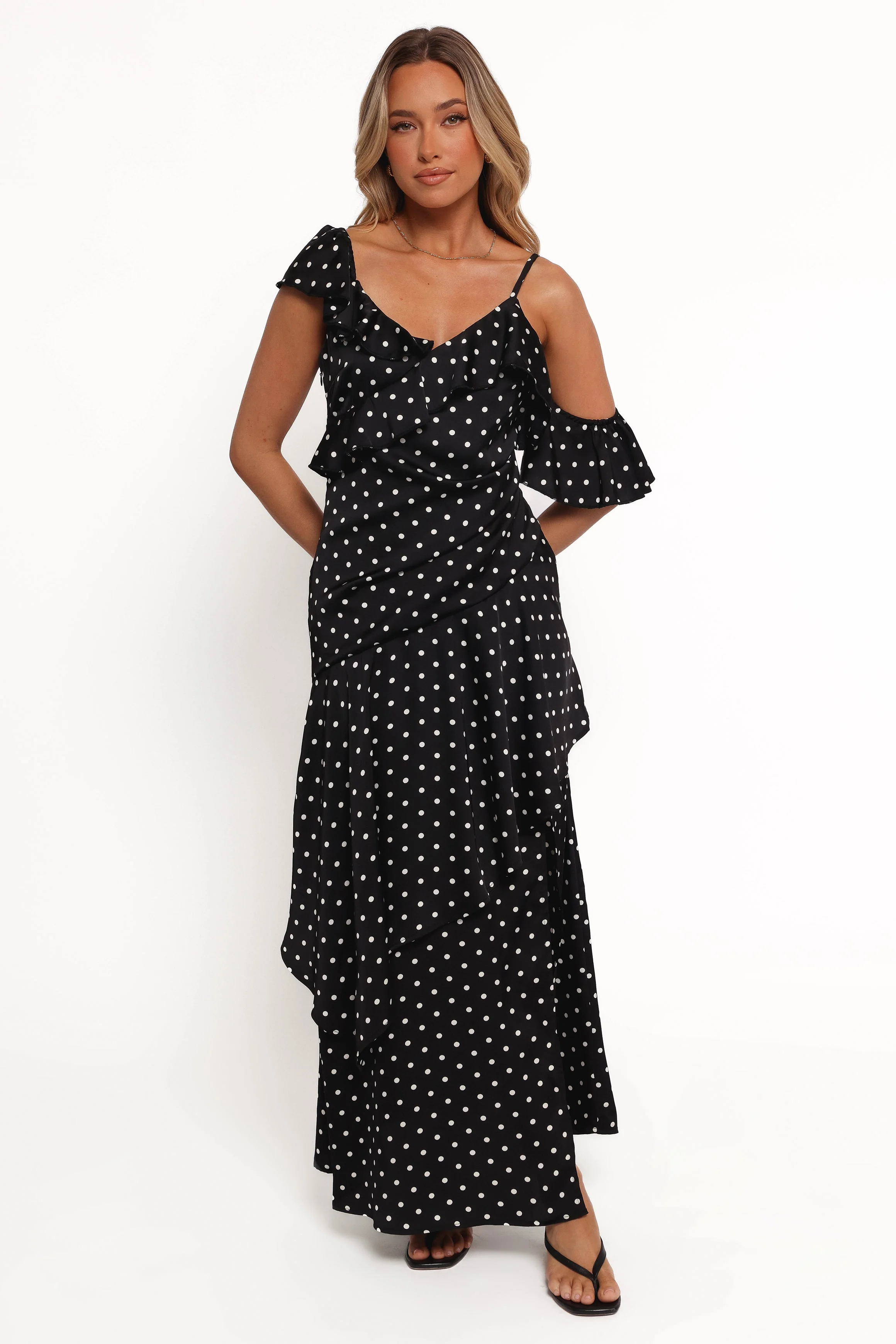 Adelina Maxi Dress - Black Polka Dot