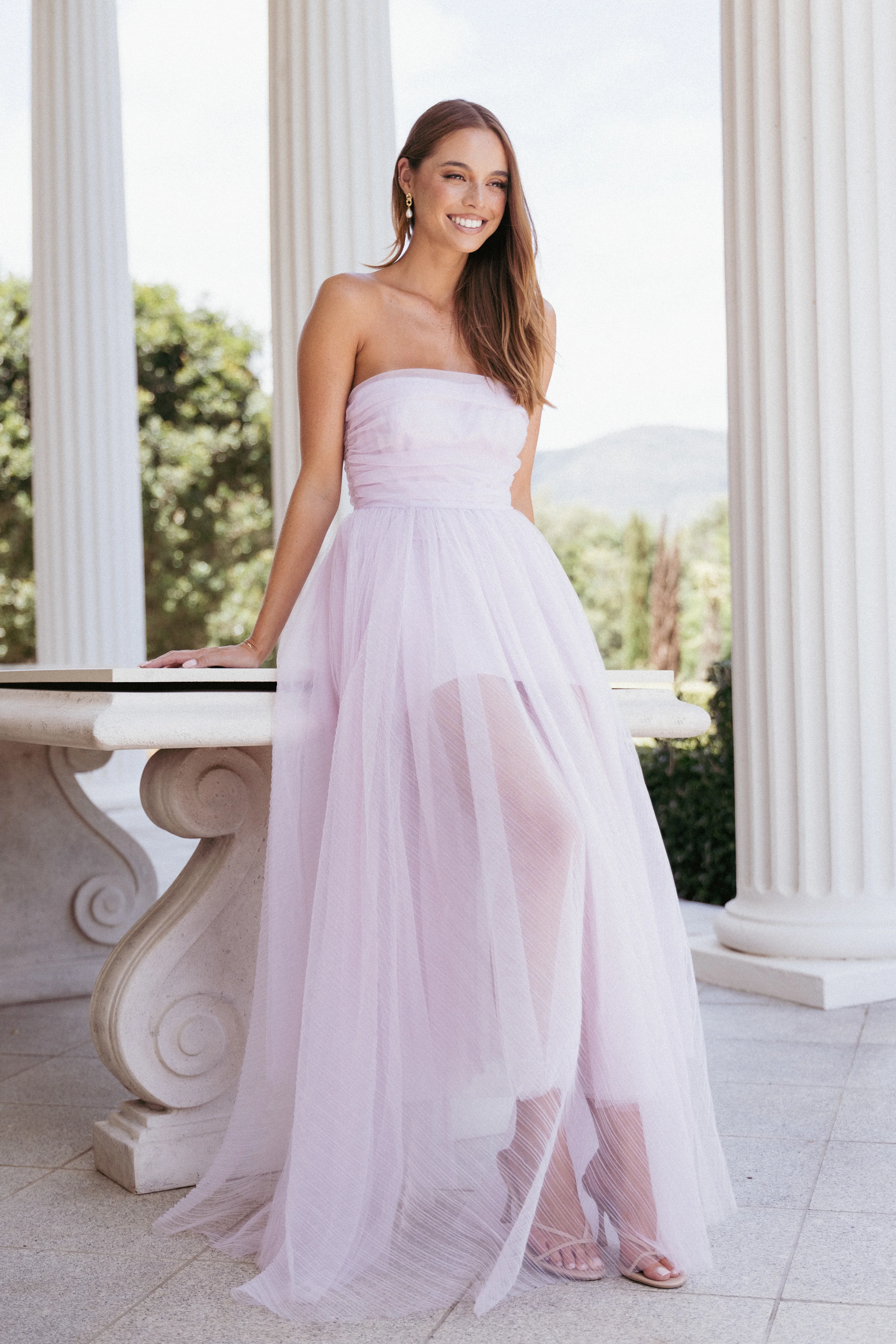 Anabella Strapless Maxi Dress - Pale Pink