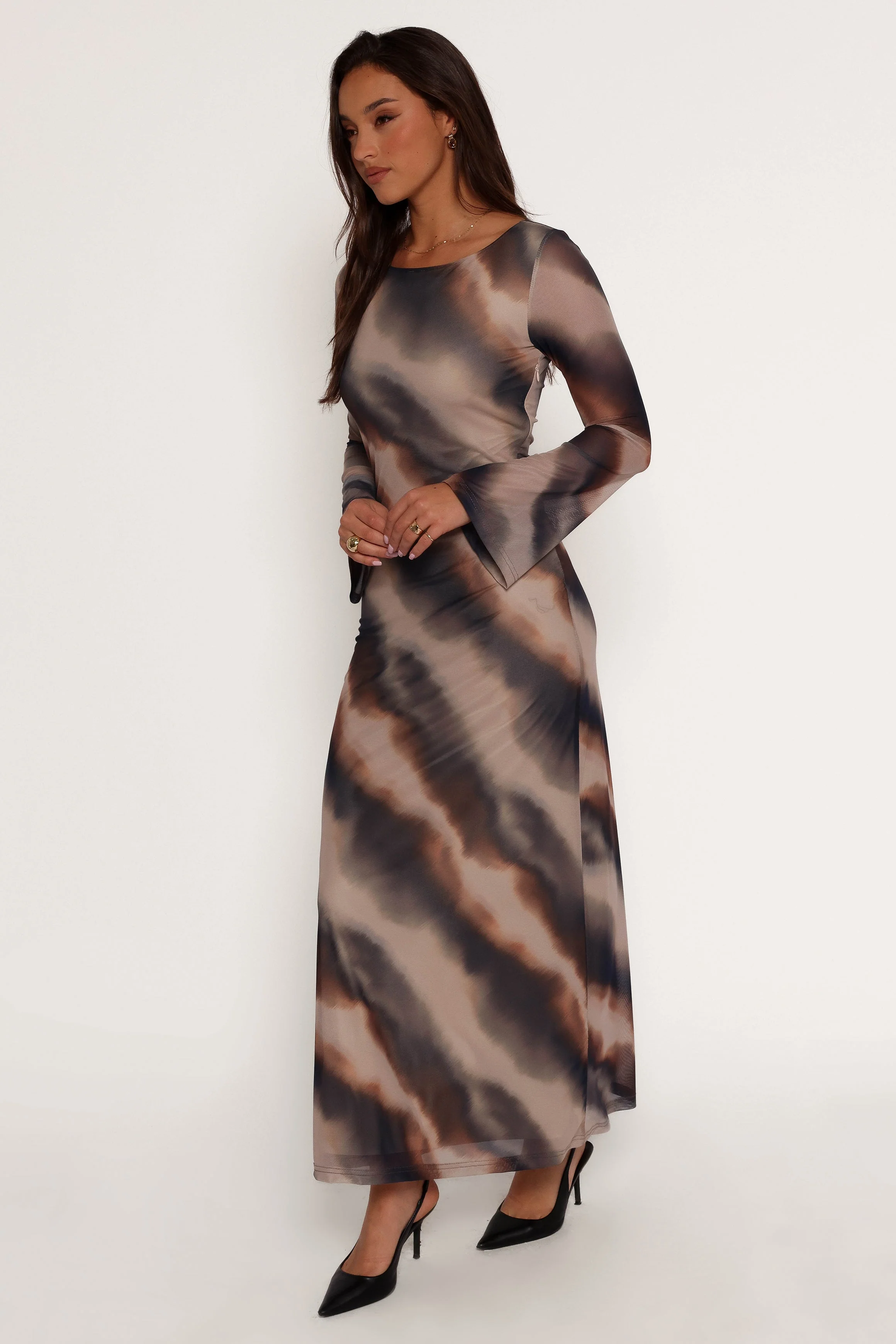 Pandora Long Sleeve Maxi Dress - Ombre Stripe