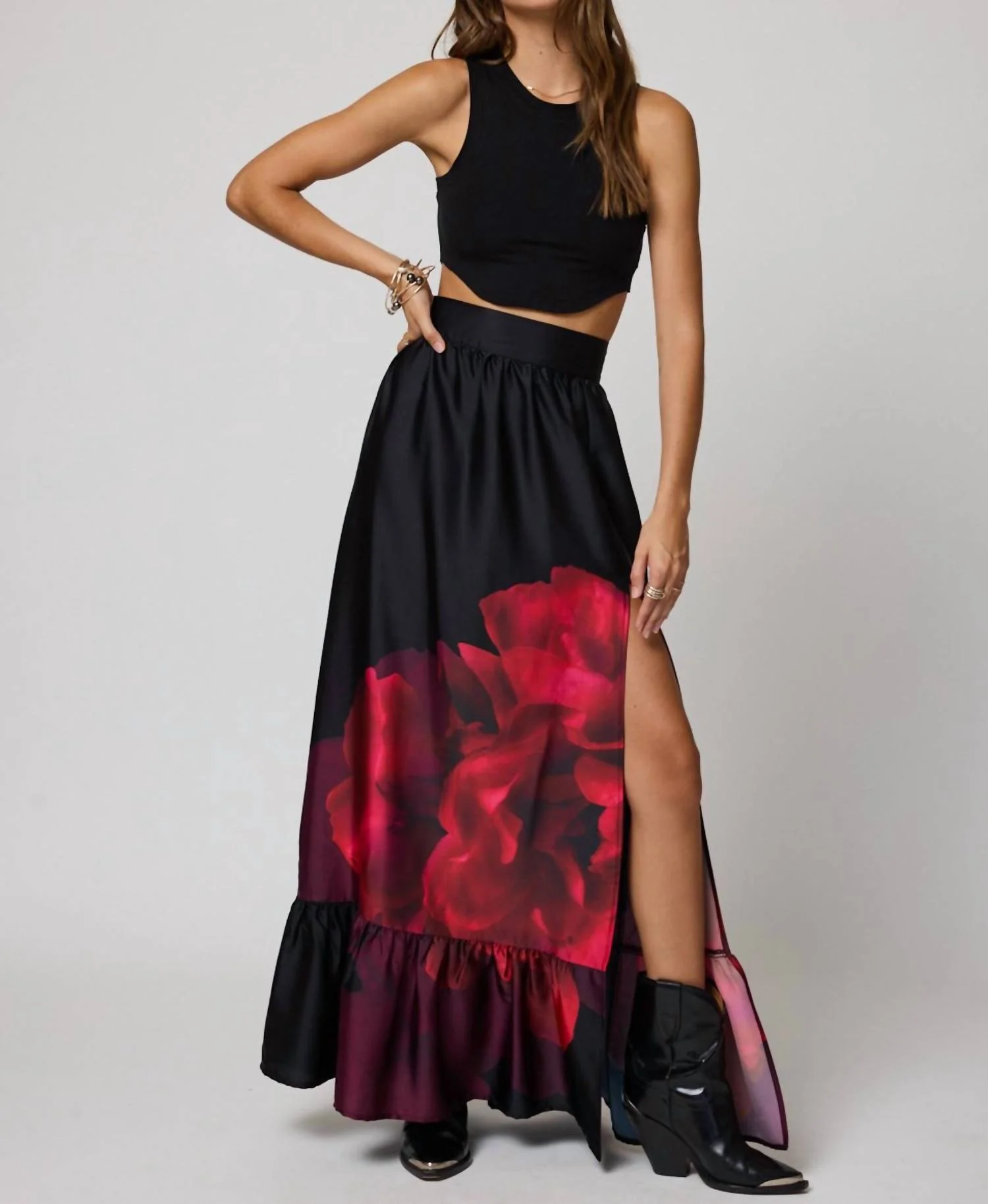 What If Maxi Skirt In Midnight Rose