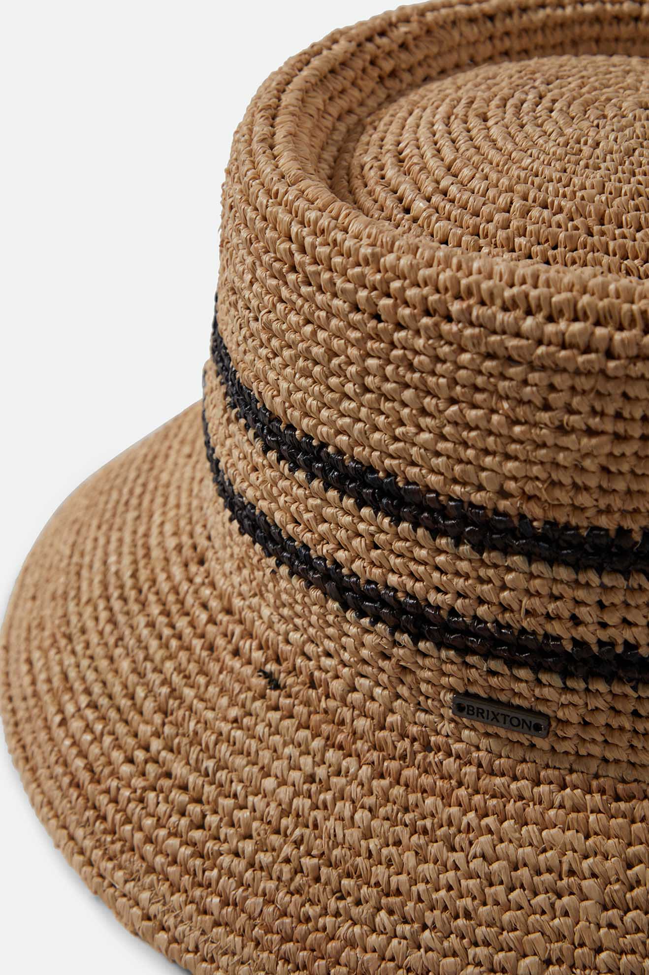 Ellee Straw Bucket Hat - Tan/Black