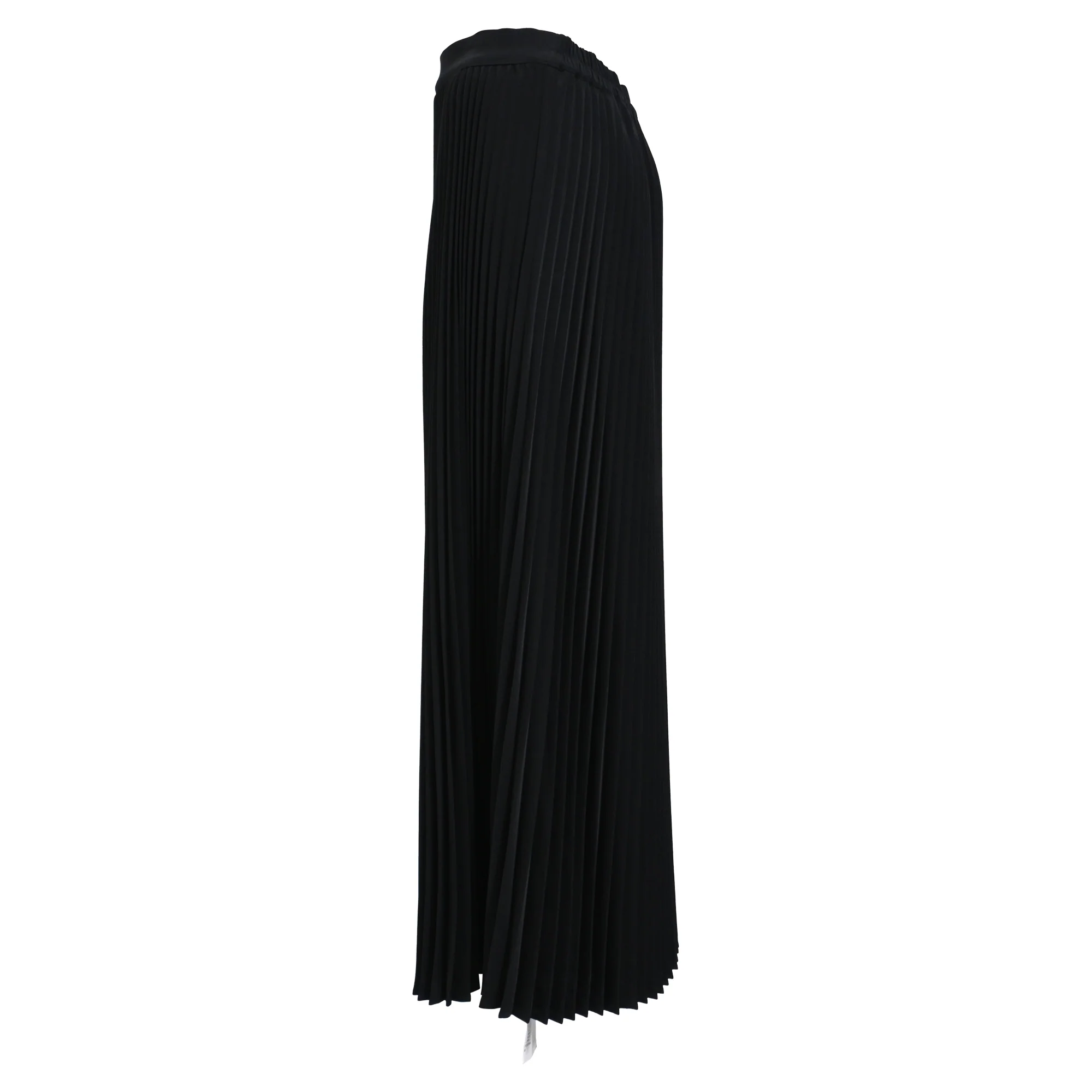 CO Pleated Midi Skirt in Black Polyester
