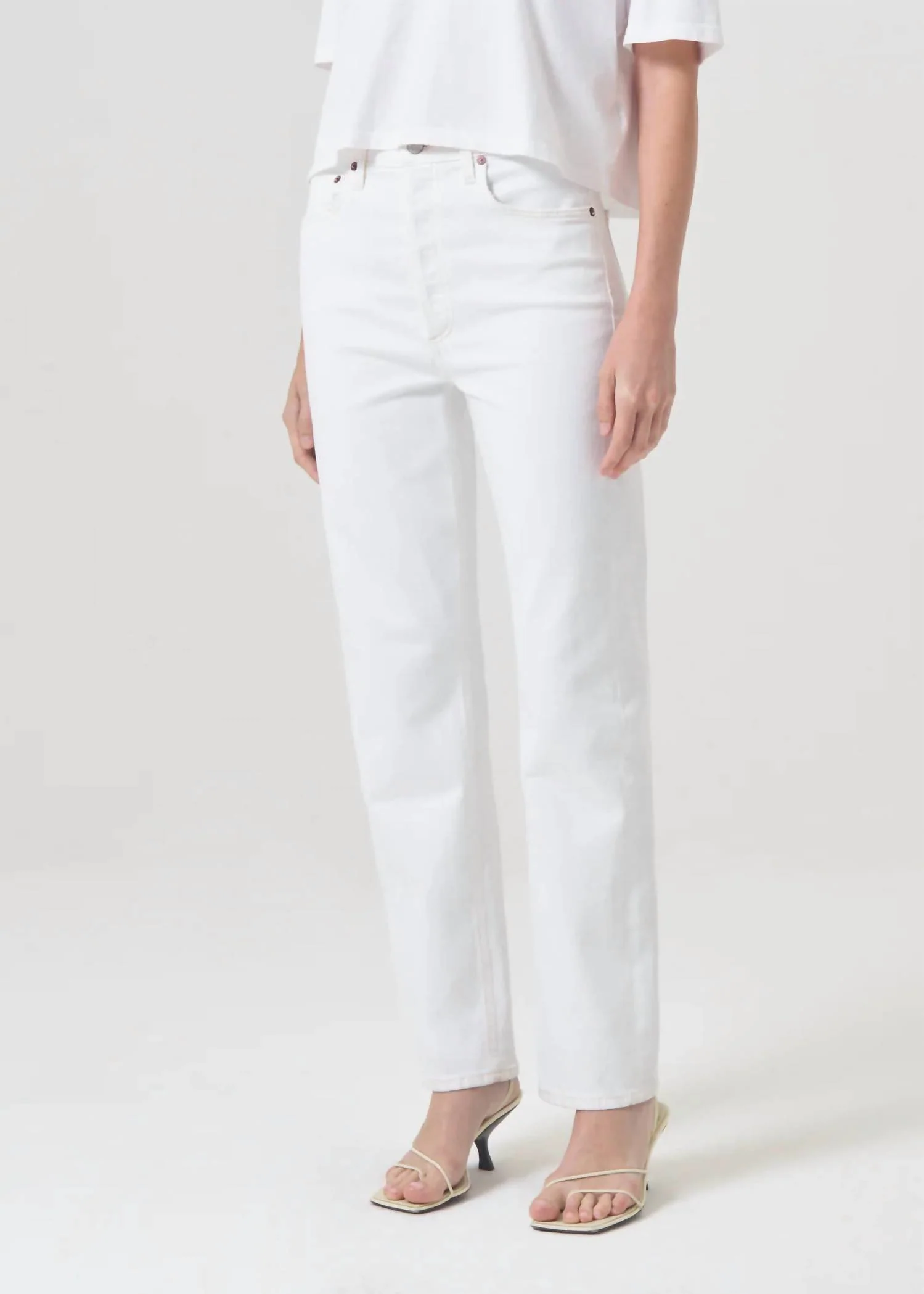 90's Pinch Waist High Rise Straight Jeans In Marshmellow