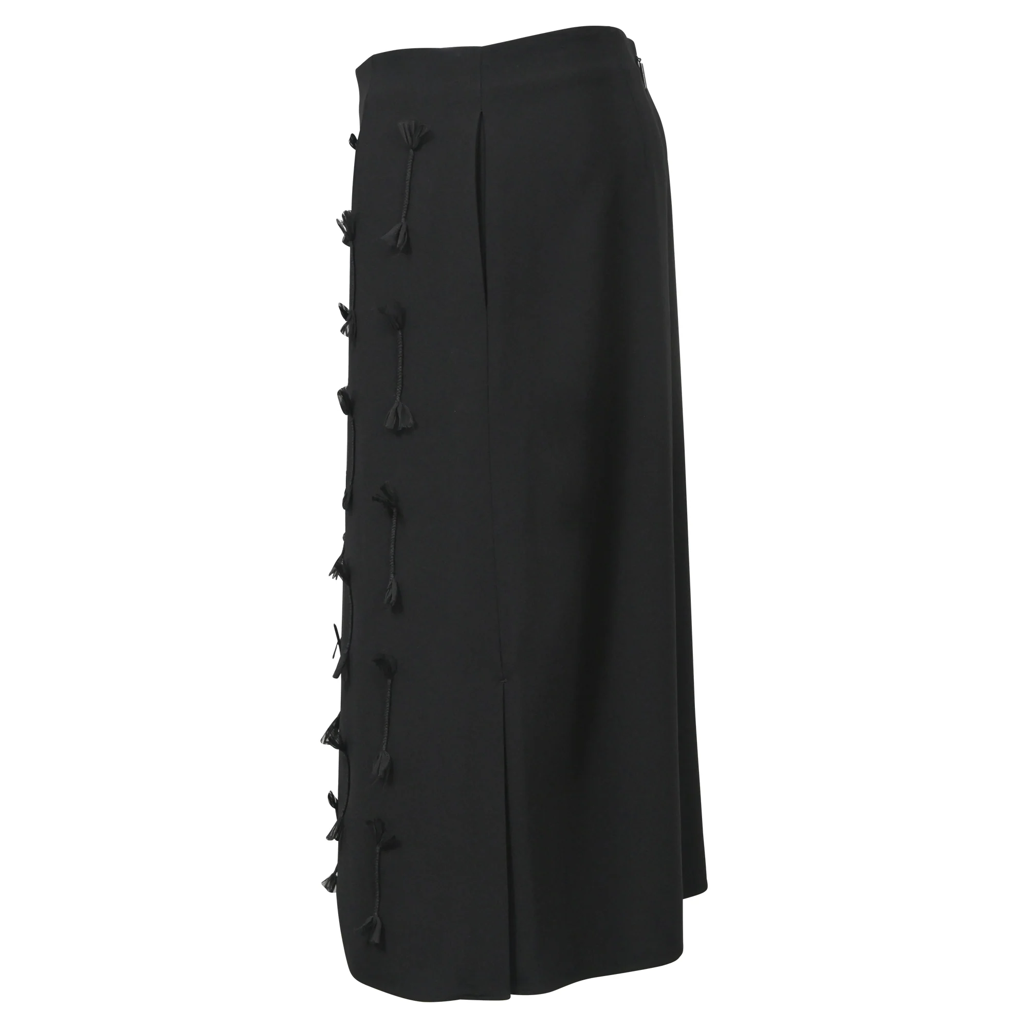 Jason Wu Braided Tassel Detail Skirt in Black Wool