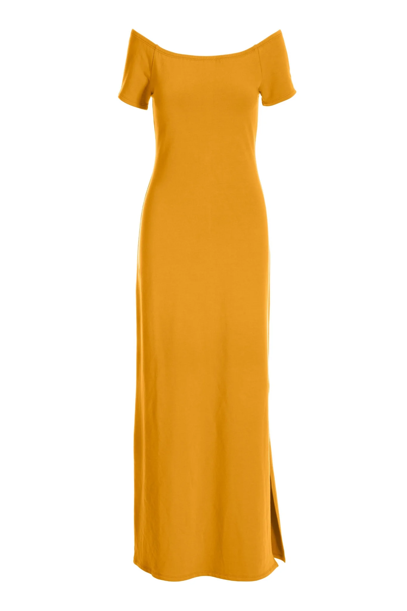 Off The Shoulder Short Sleeve Maxi Dress Golden Glow