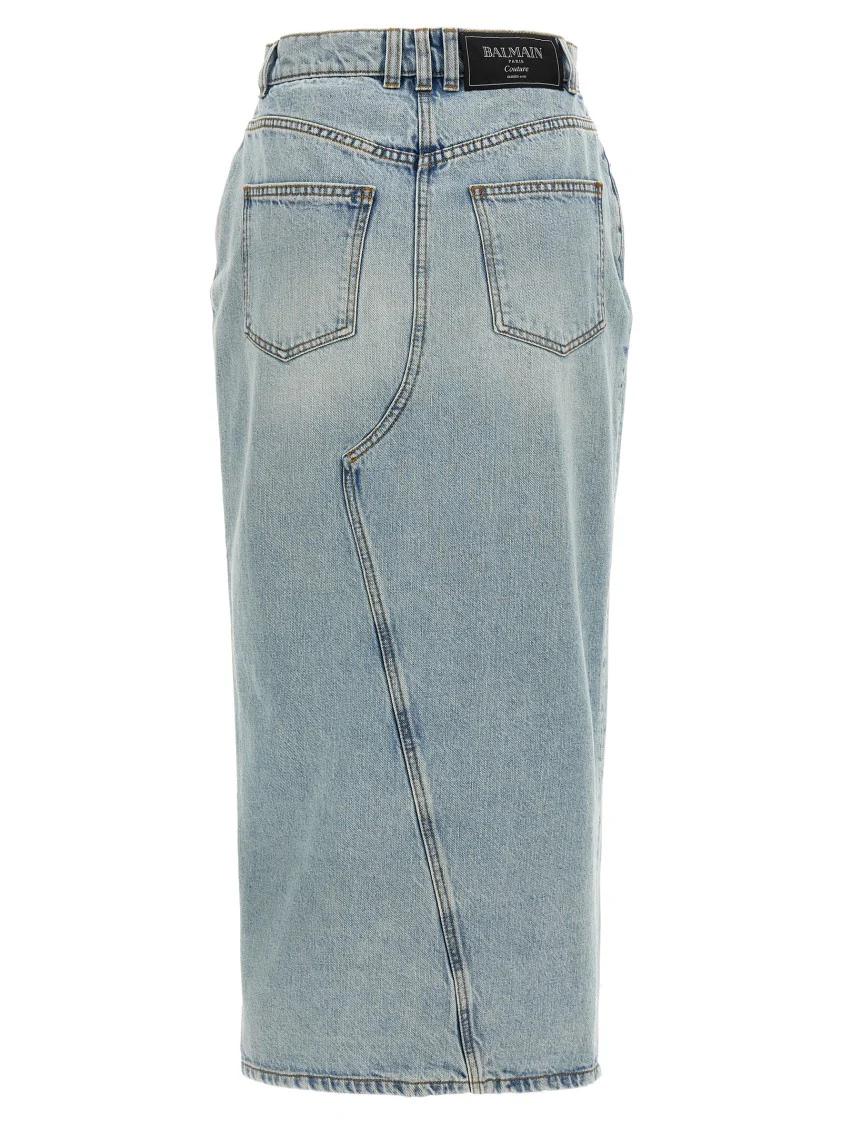 Delavé Cotton Denim Midi Skirt