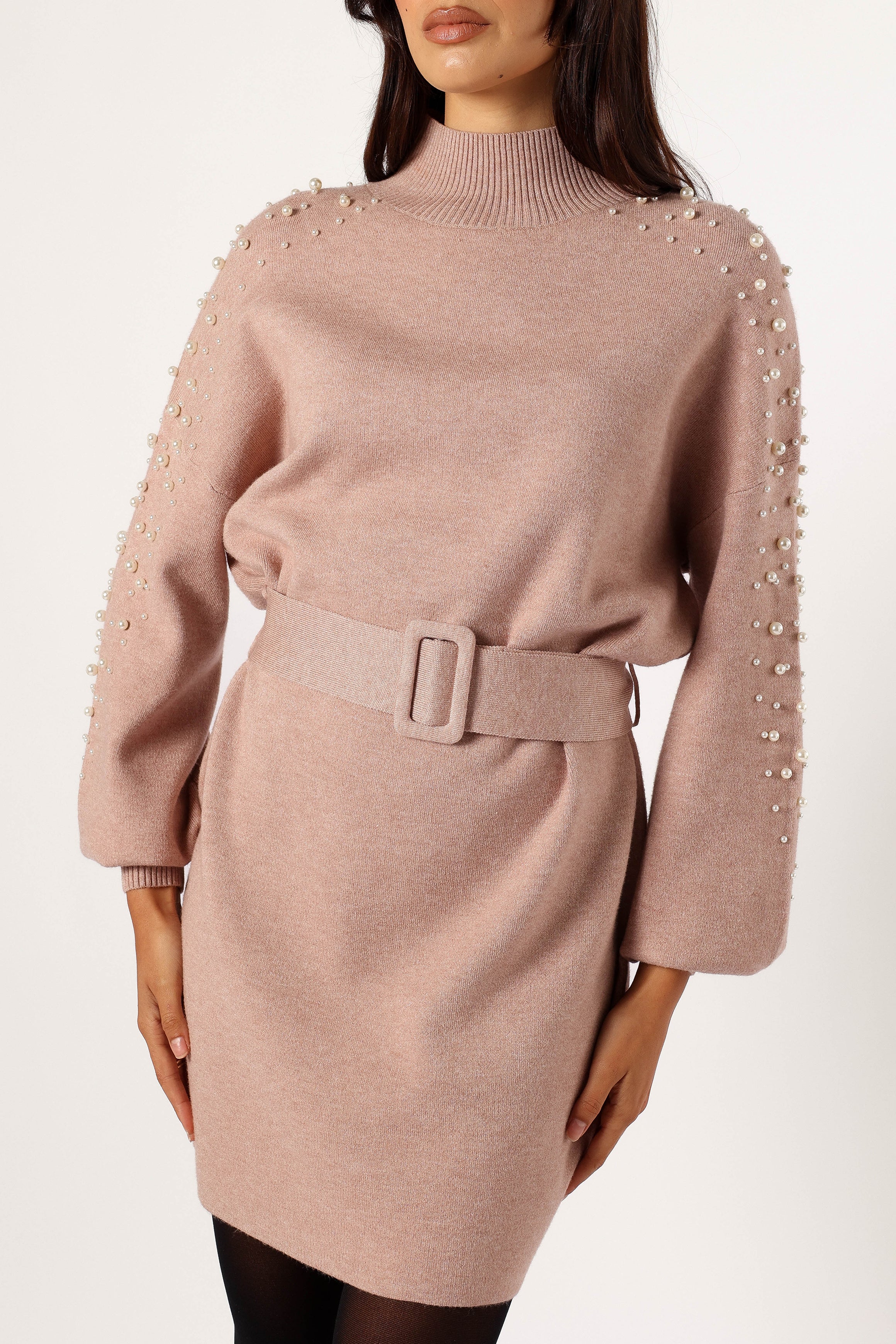 Maeve Long Sleeve Mini Dress - Mocha