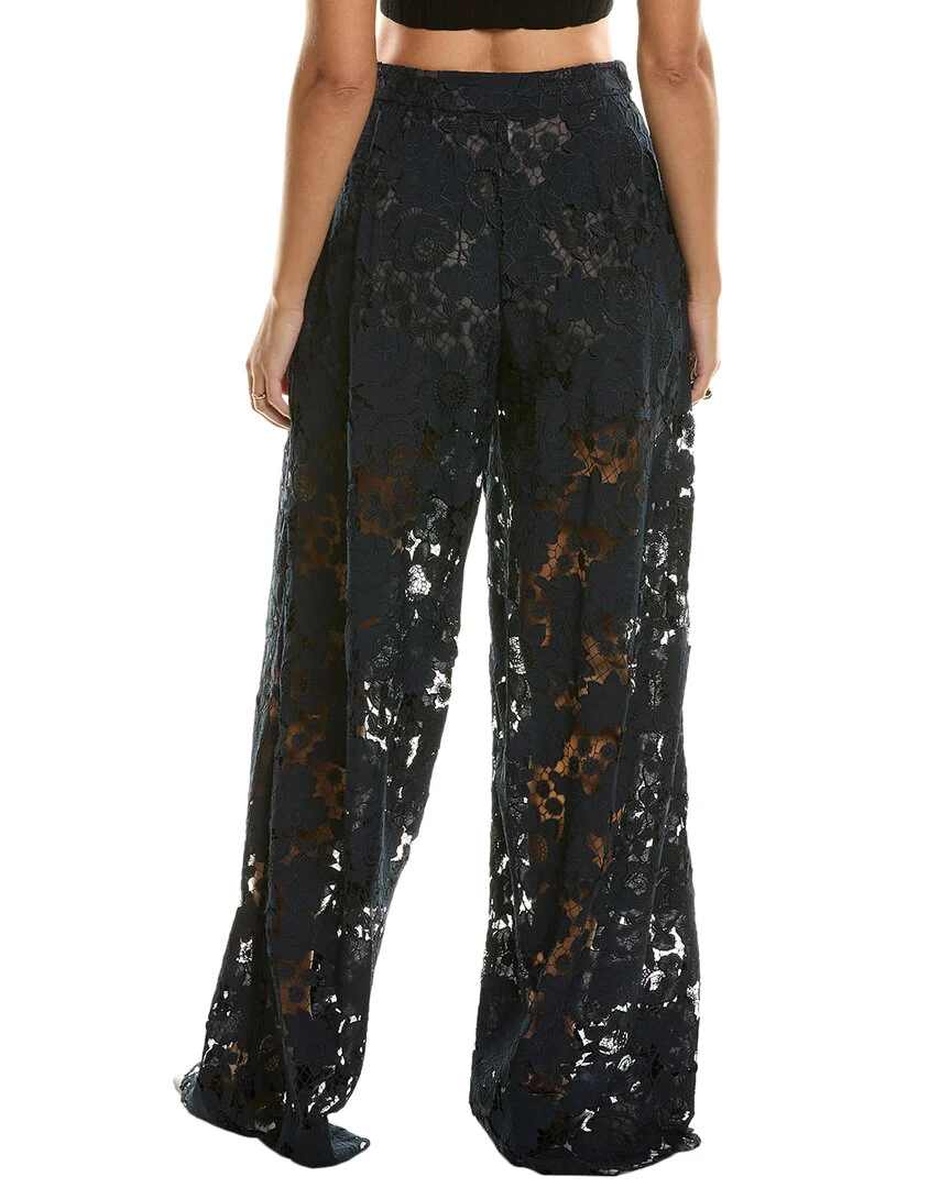Oscar de la Renta Botanical Silk-Lined Wide Leg Pant