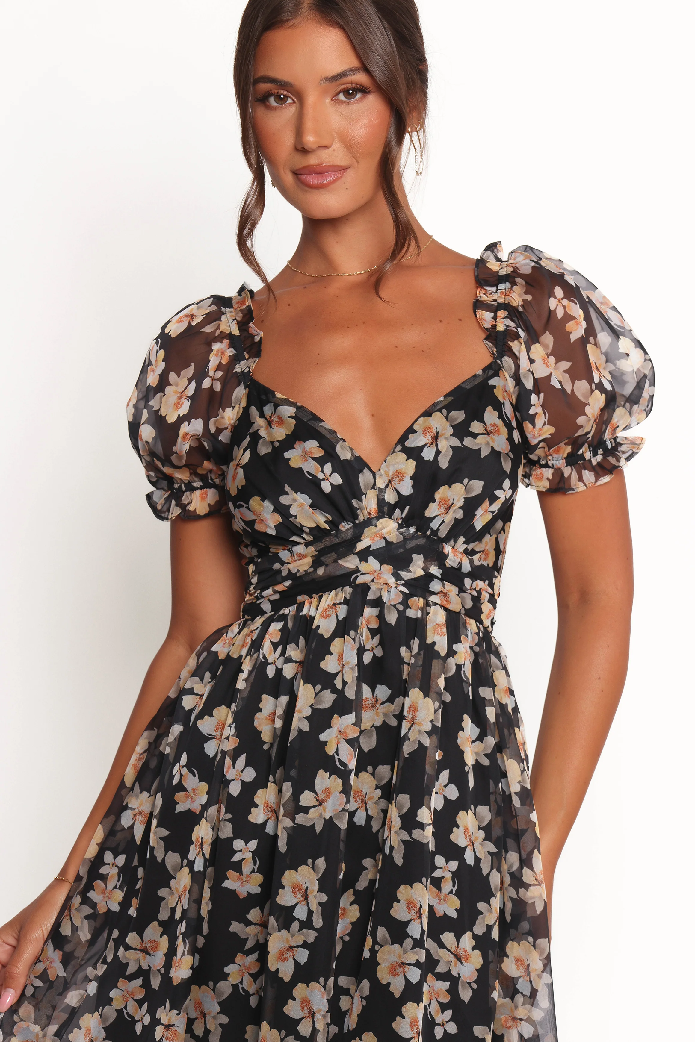 Farryn Maxi Dress - Black Beige Floral