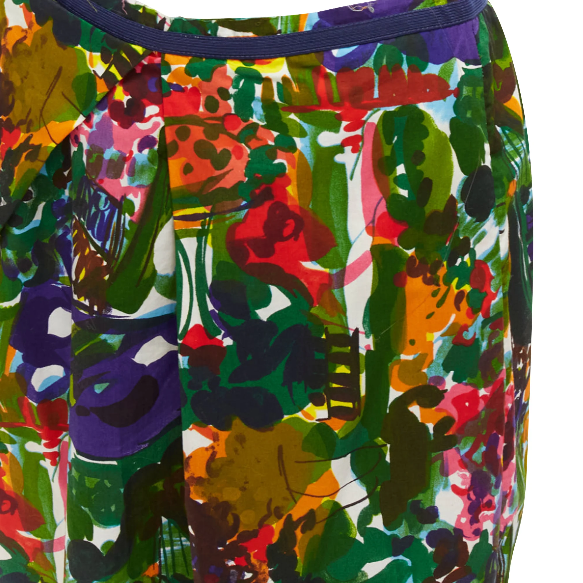 Marni Floral Cotton Inverted Pleat Front Knee Skirt
