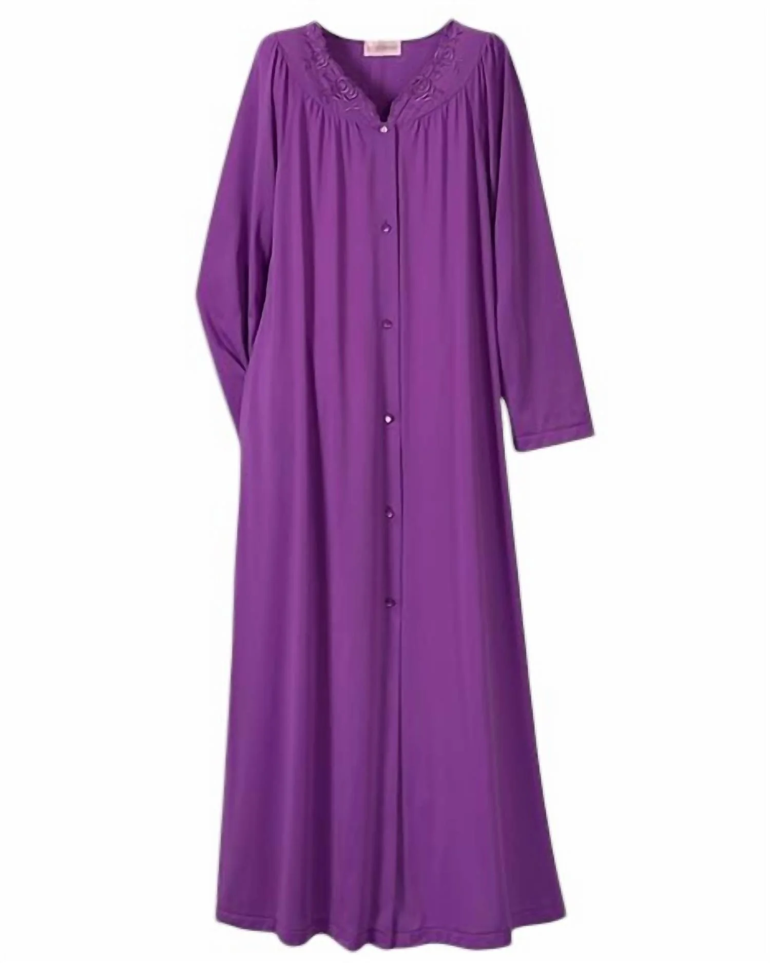 Long Sleeve Button Down Robe In Purple