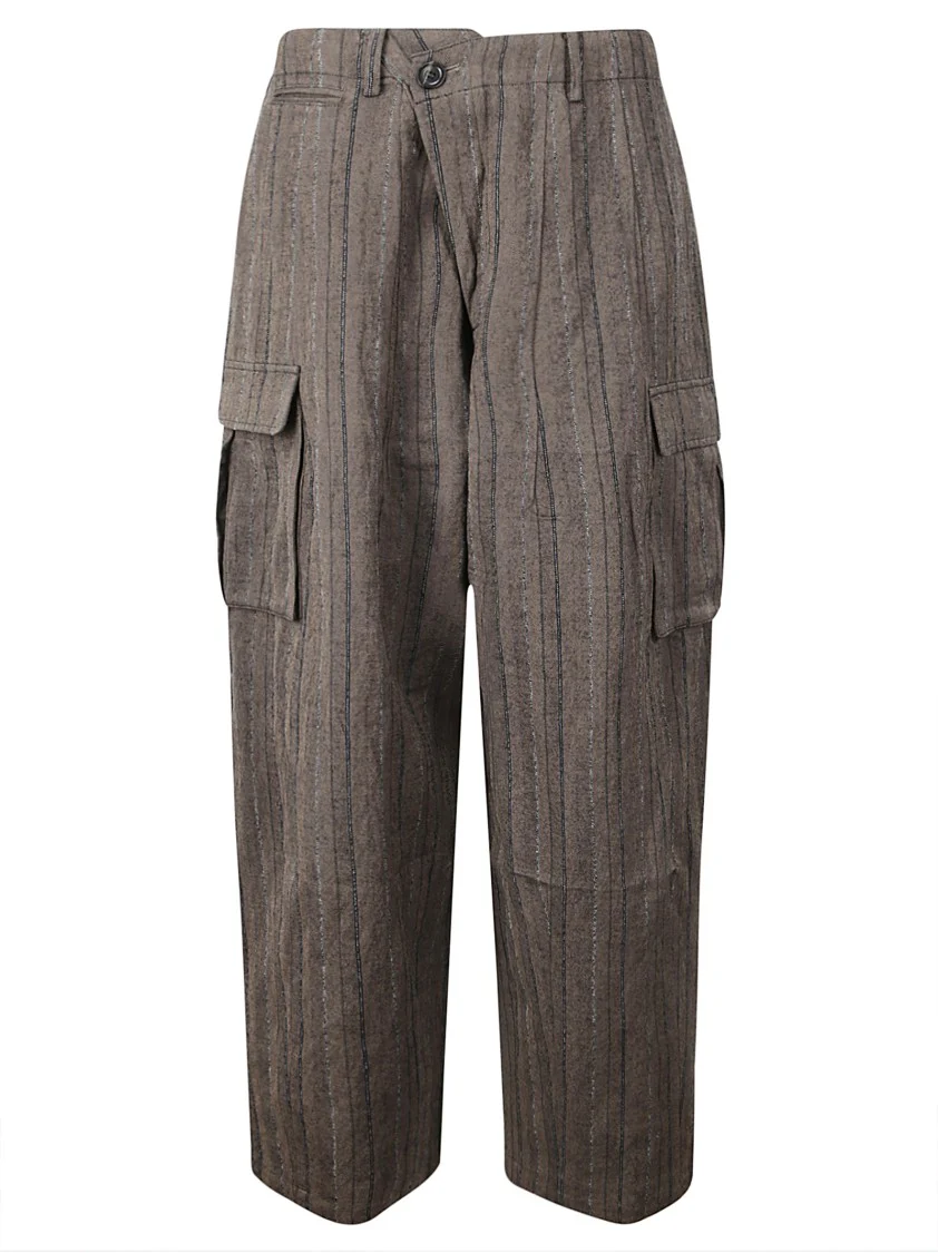 Pinstripe Cotton Blend Trousers