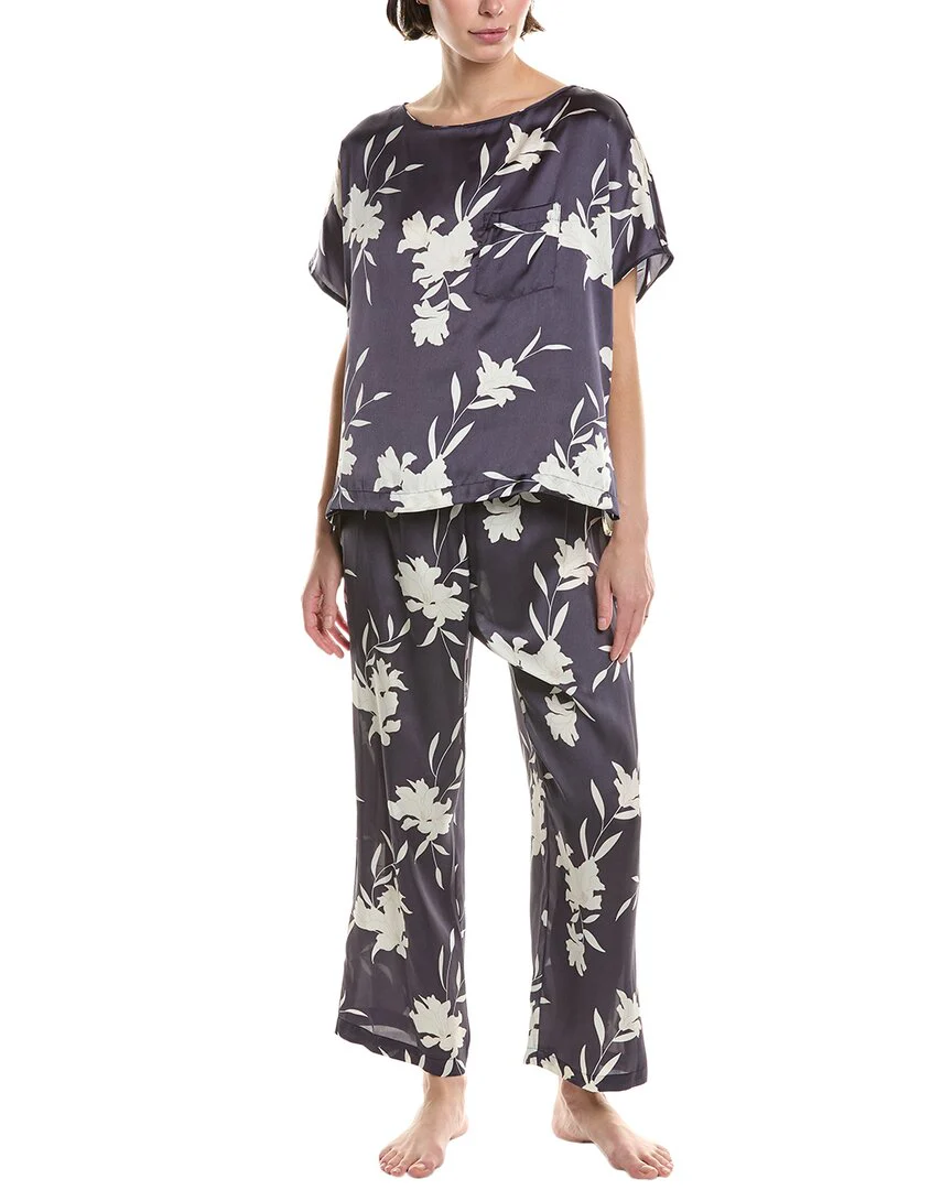NATORI EDIT 2pc Lily Printed Satin Icon Pajama Set