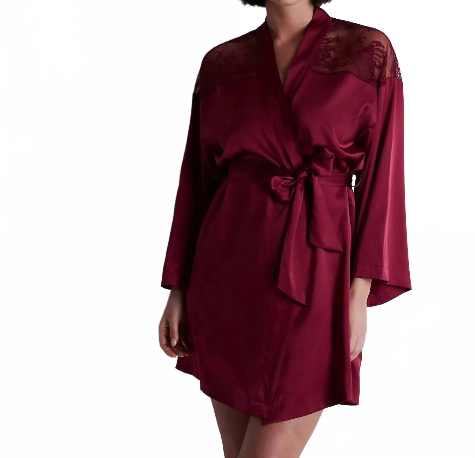 Midnight Whisper Kimono In Crimson Red