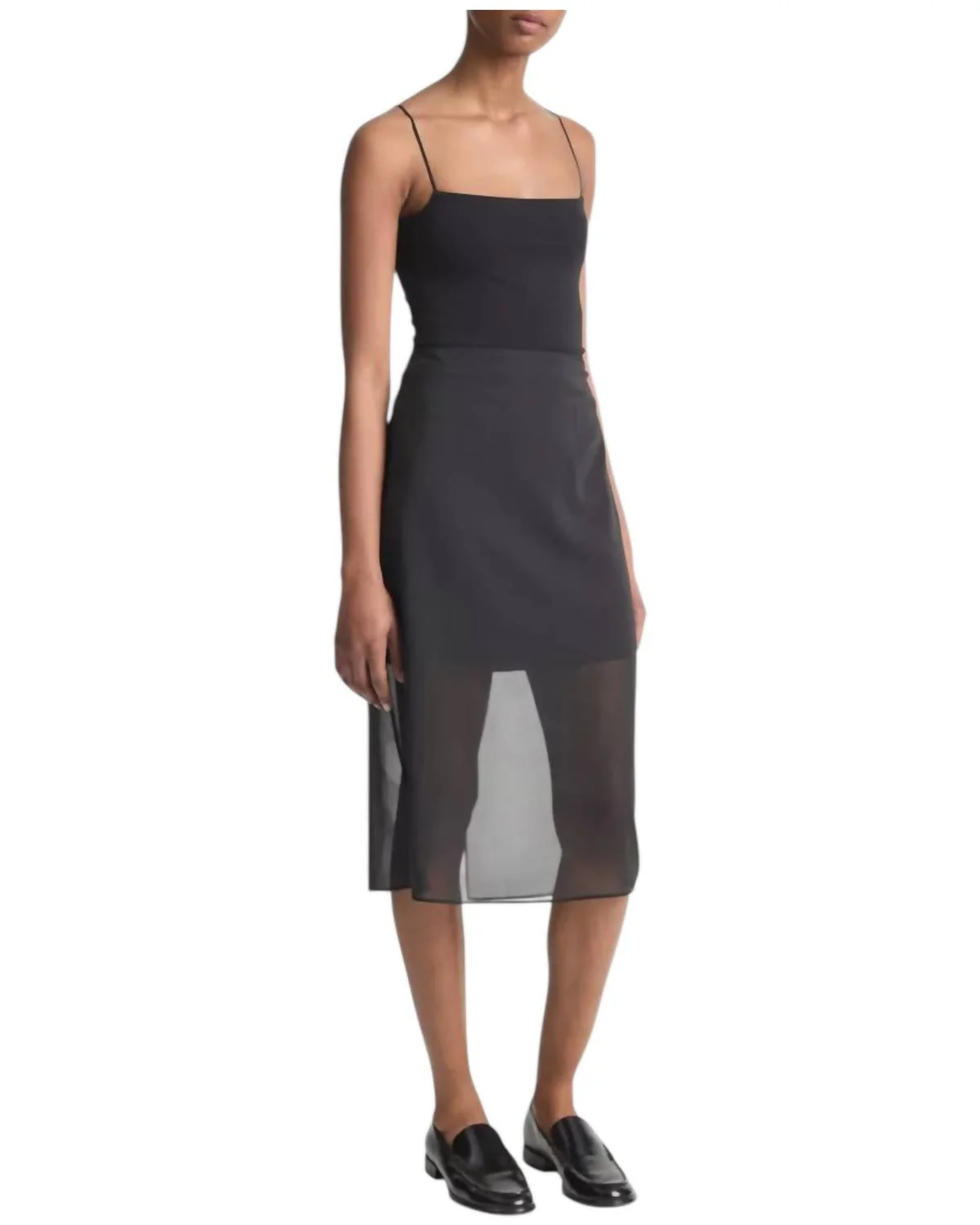 Sheer Pencil Skirt In Black