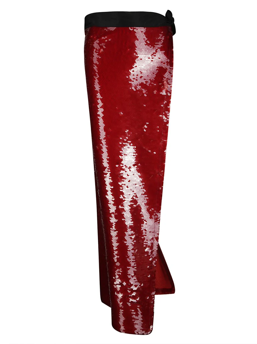 Maxi Side Slit Sequin Skirt With Taffeta Band