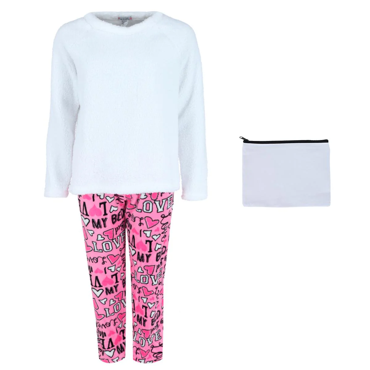 Women's Love My Bed Pajama Set with Makeup Bag