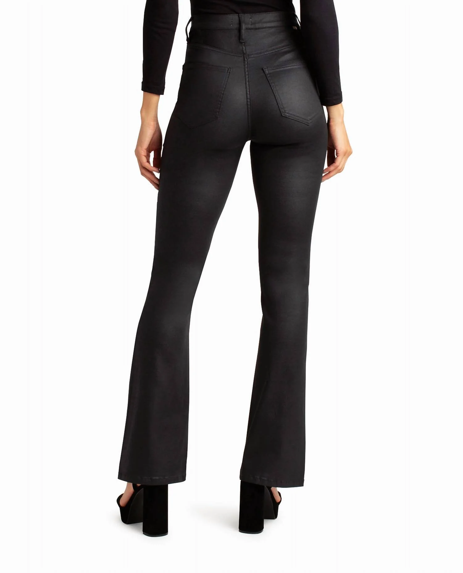Glisten High Rise Flared Jeans In Black