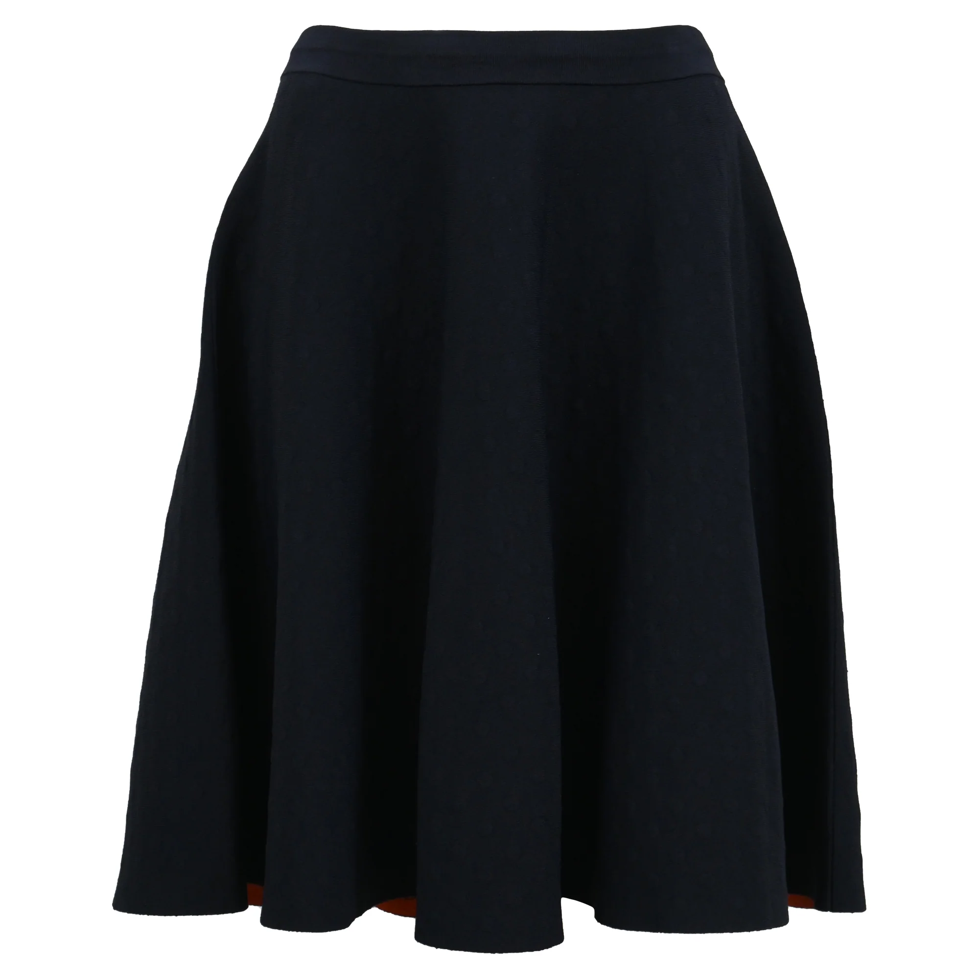 Akris Punto A-Line Midi Skirt in Navy Blue Wool